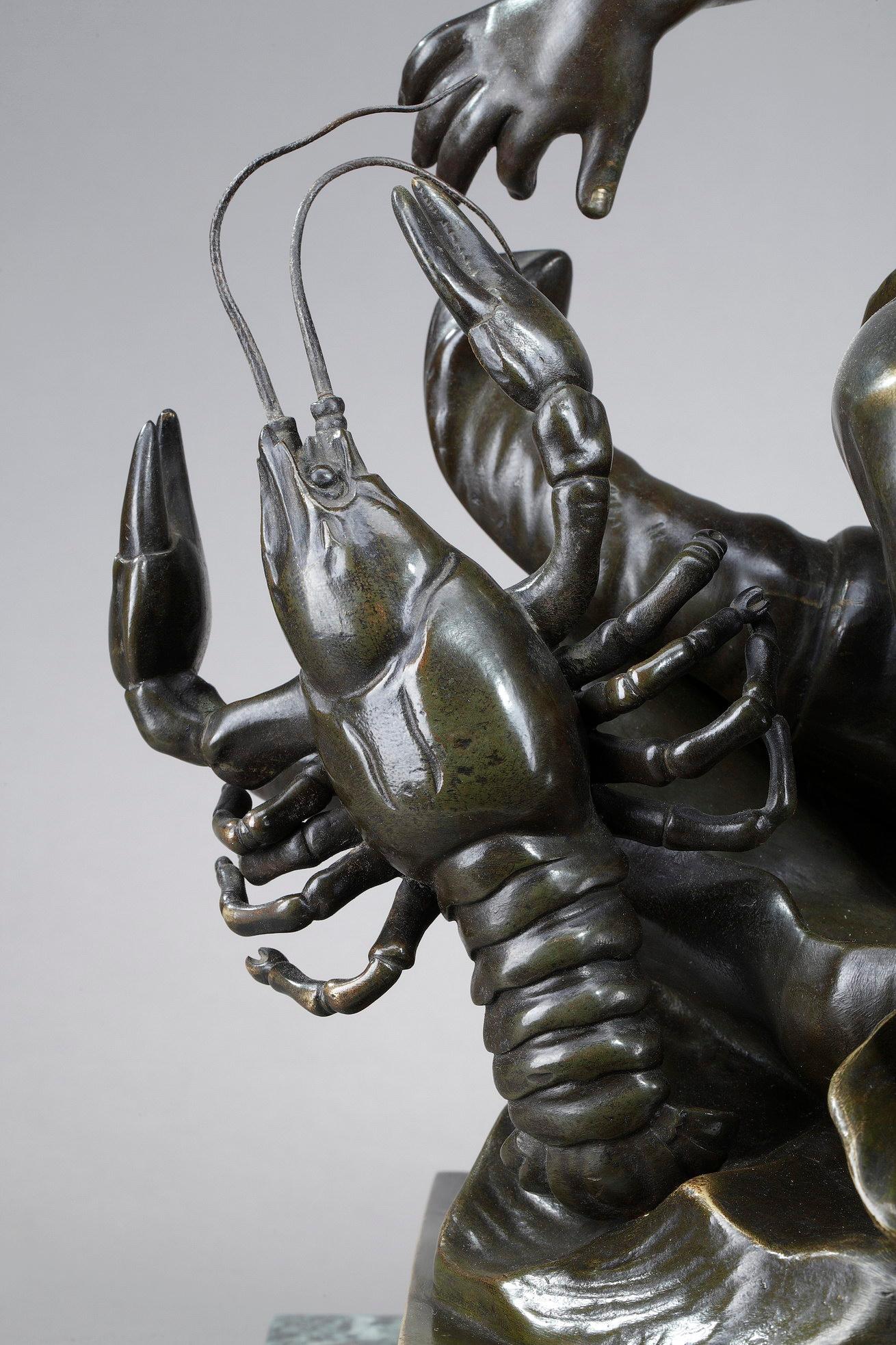Sculpture en bronze d'un enfant pincé par un cygne, d'après Jean-Baptiste Pigalle en vente 10