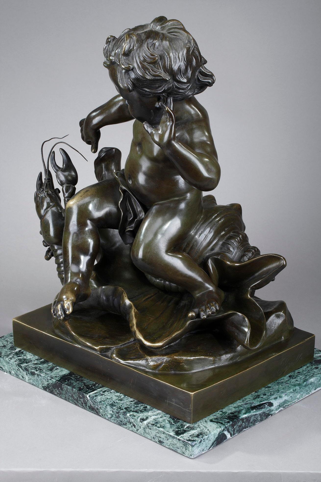 Sculpture en bronze d'un enfant pincé par un cygne, d'après Jean-Baptiste Pigalle en vente 11
