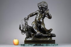 Bronze Sculpture, "Child pinched by a crayfish", after Jean-Baptiste Pigalle