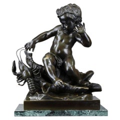 Bronze Sculpture, "Child pinched by a crayfish", after Jean-Baptiste Pigalle