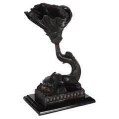 Bronze Sculpture. "Classicist Dolphin". Lost Wax Casting. Marble Base