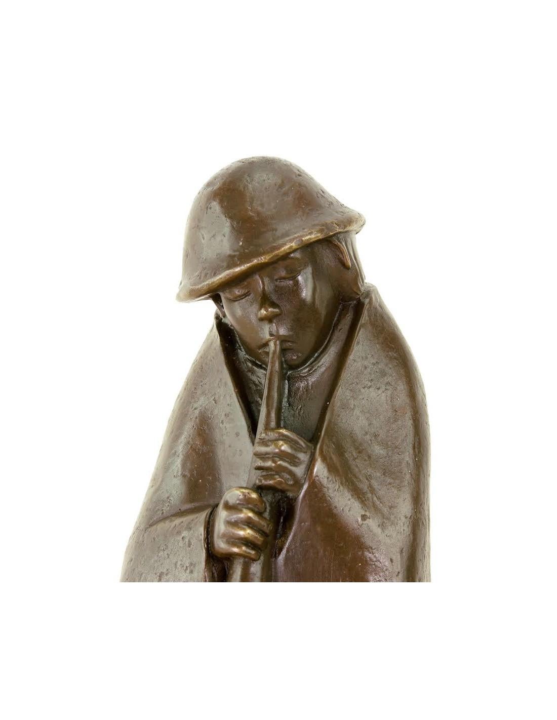 Sculpture in patinated bronze representing a flute player, signed Ernst Barlach, modern casting, XXI th century.

H: 31cm, W: 19cm, D: 18cm