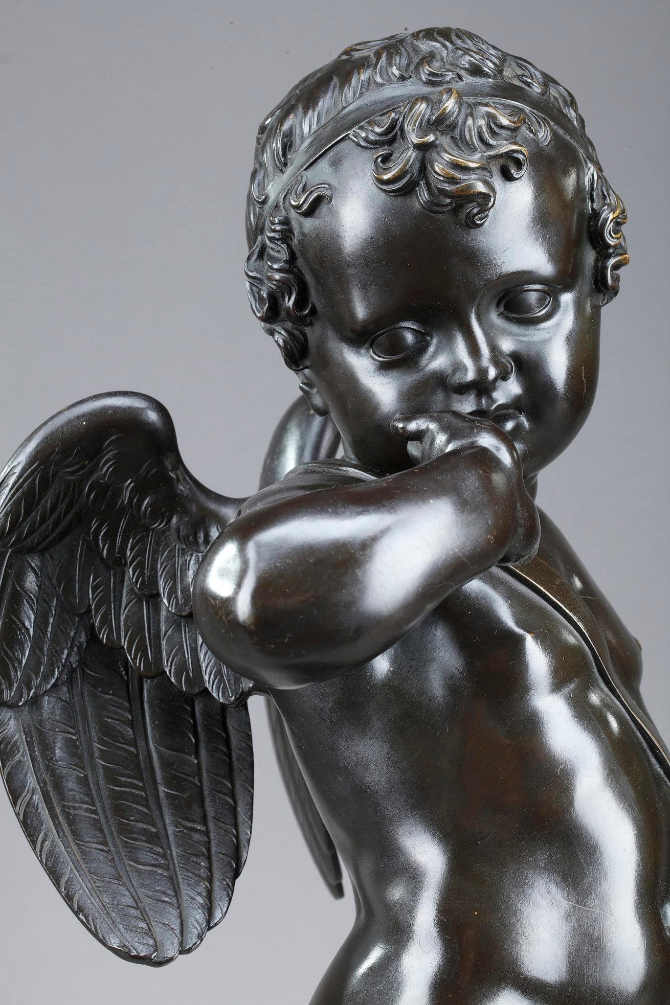 Sculpture en bronze, « Cupidon » d'après Jean-Baptiste Pigalle 3