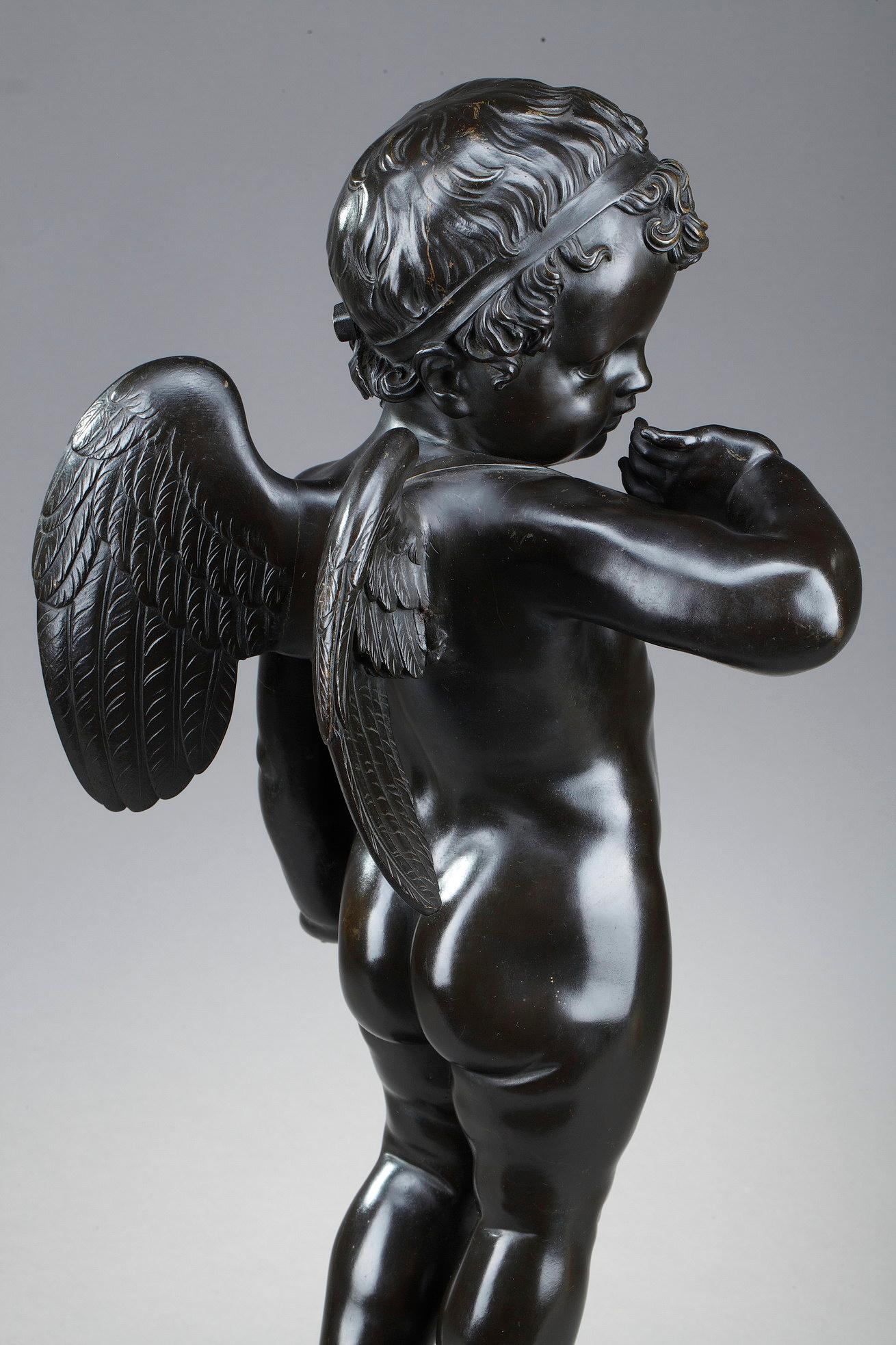 Sculpture en bronze, « Cupidon » d'après Jean-Baptiste Pigalle 4