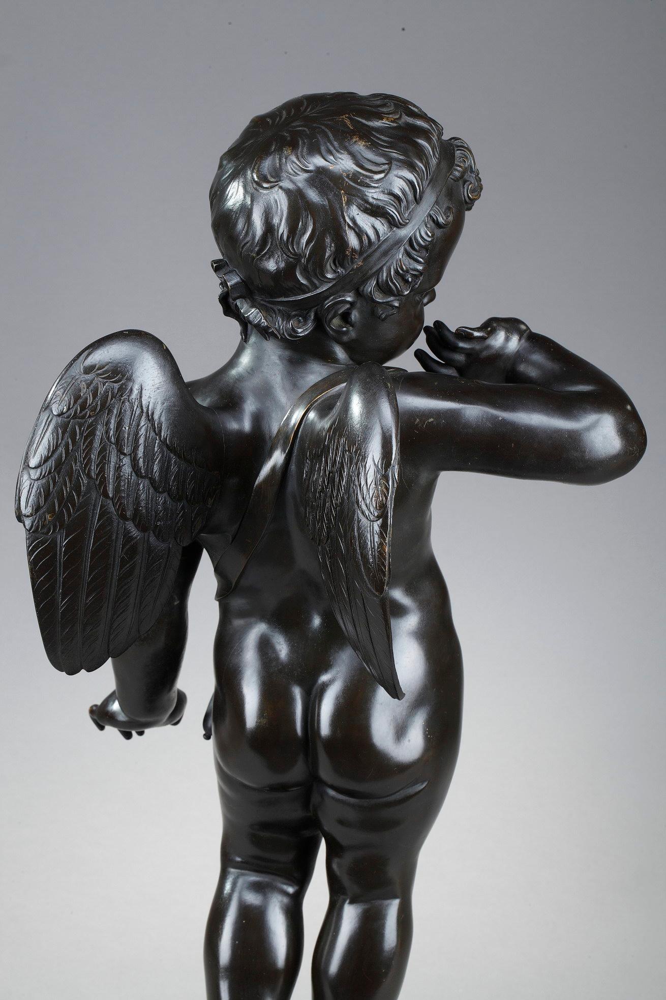 Sculpture en bronze, « Cupidon » d'après Jean-Baptiste Pigalle 5