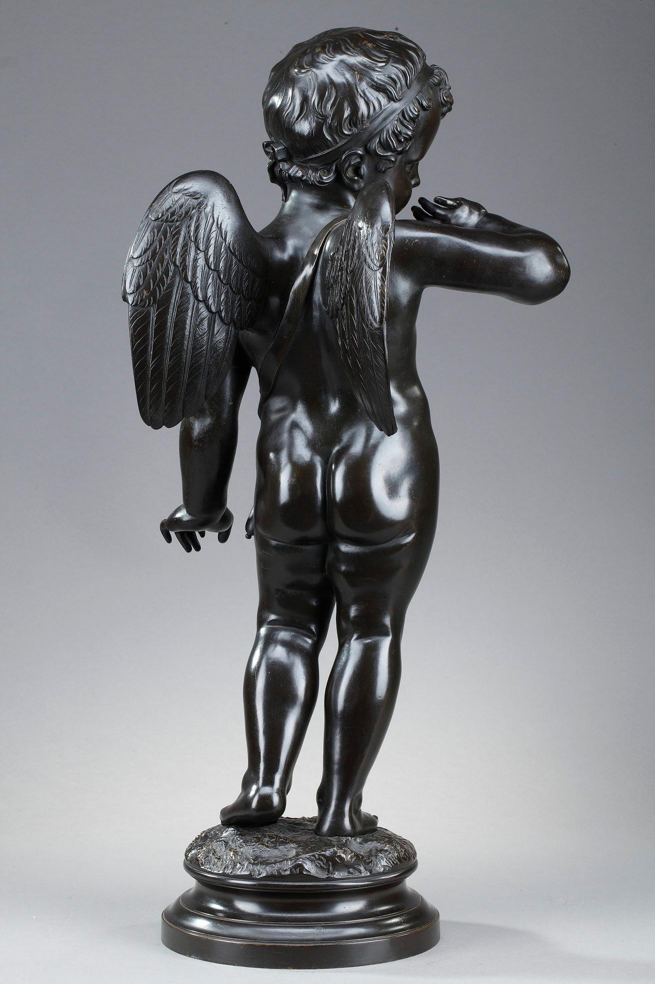 Sculpture en bronze, « Cupidon » d'après Jean-Baptiste Pigalle Bon état à Paris, FR