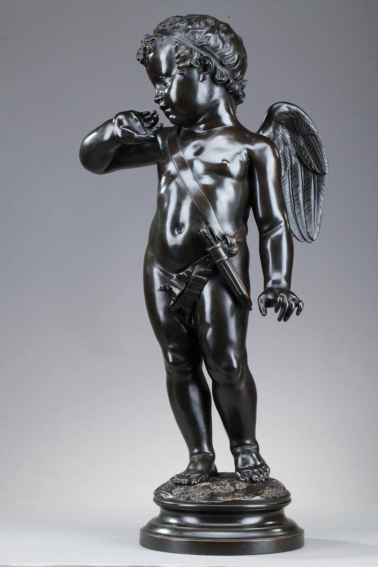 Bronze Sculpture en bronze, « Cupidon » d'après Jean-Baptiste Pigalle