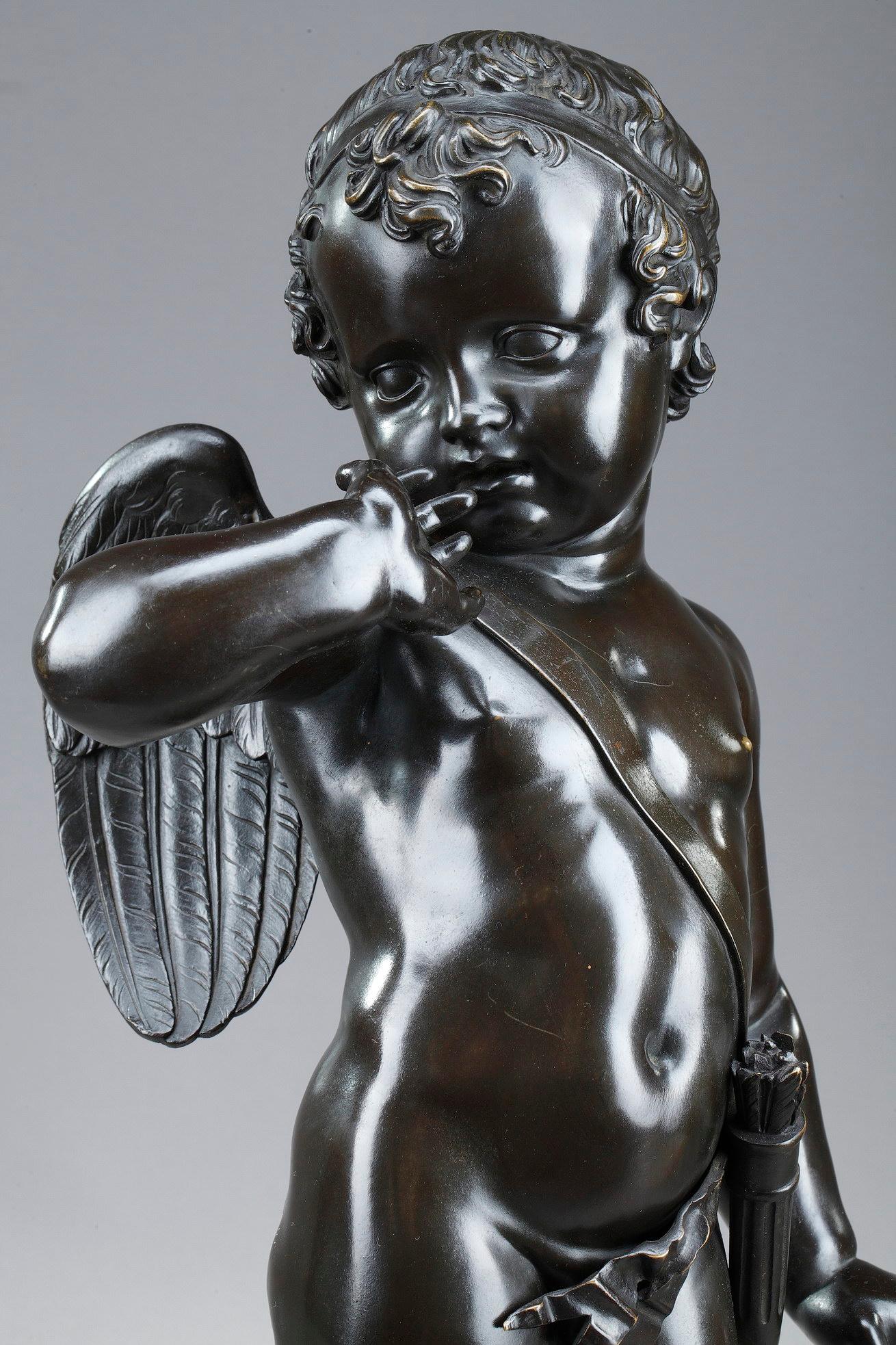 Sculpture en bronze, « Cupidon » d'après Jean-Baptiste Pigalle 2