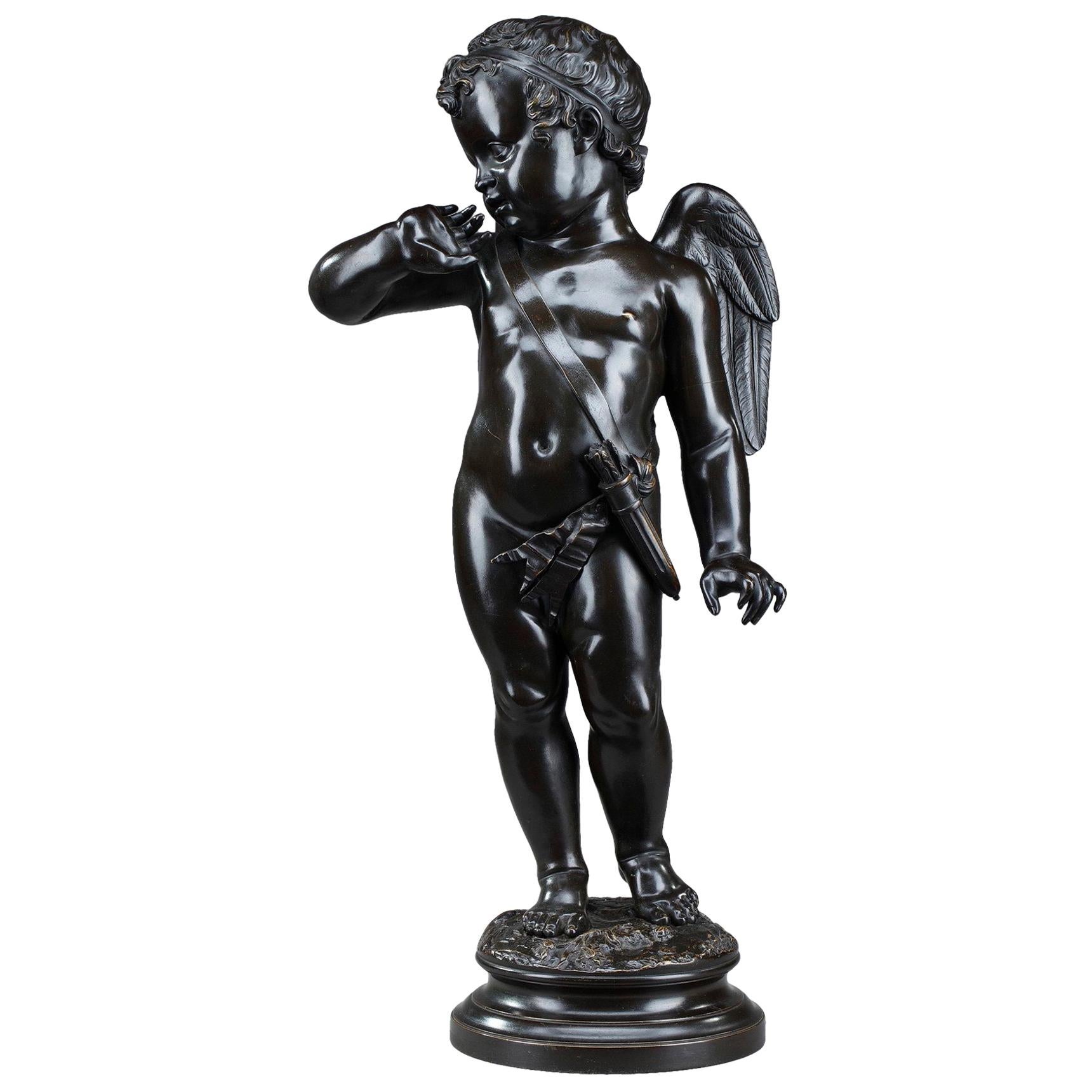 Sculpture en bronze, « Cupidon » d'après Jean-Baptiste Pigalle