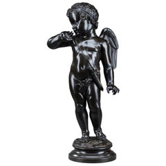 Bronze Sculpture, "Cupid" after Jean-Baptiste Pigalle