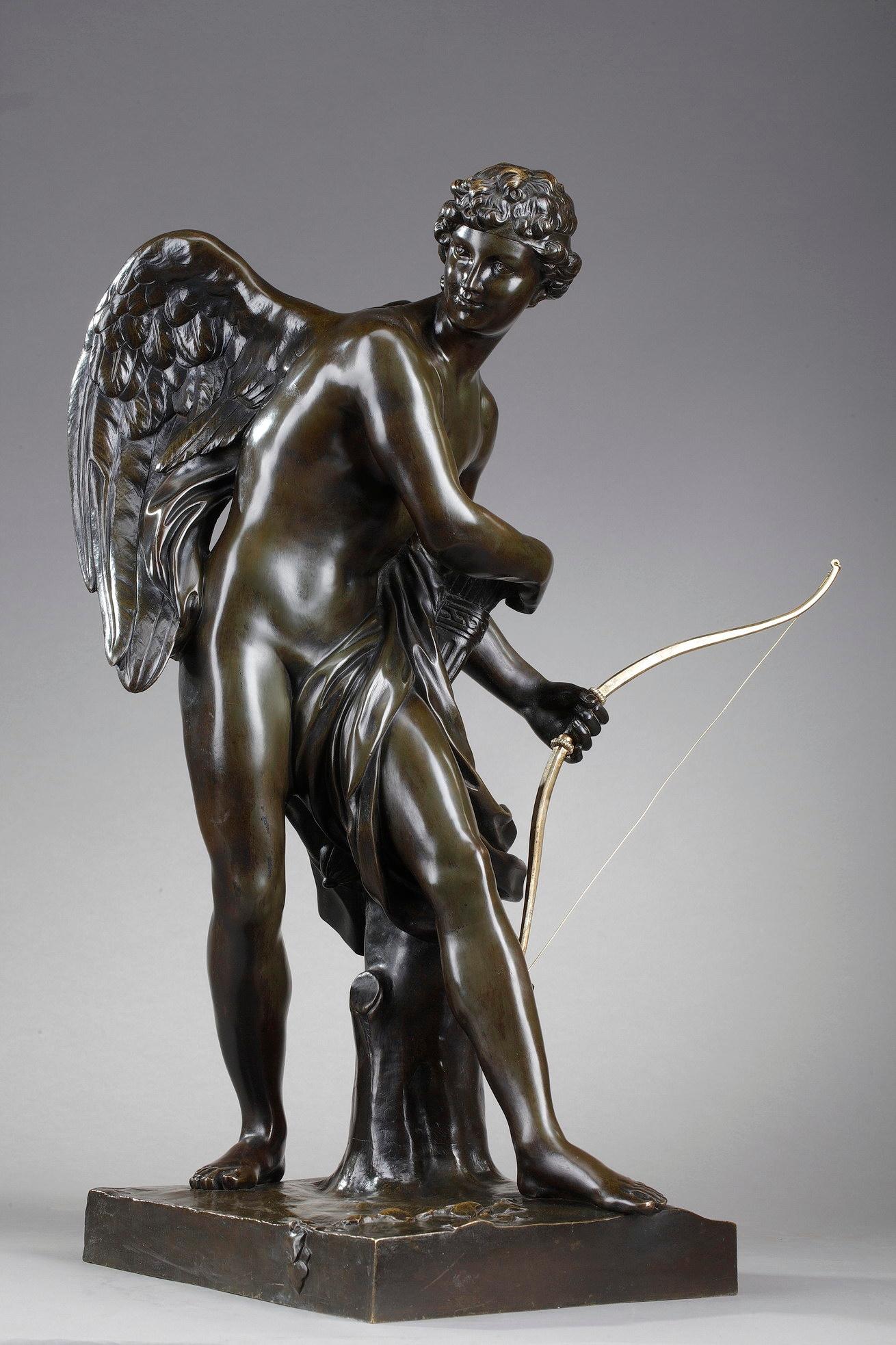 Bronze Sculpture Cupid Preparing to Shoot an Arrow 3