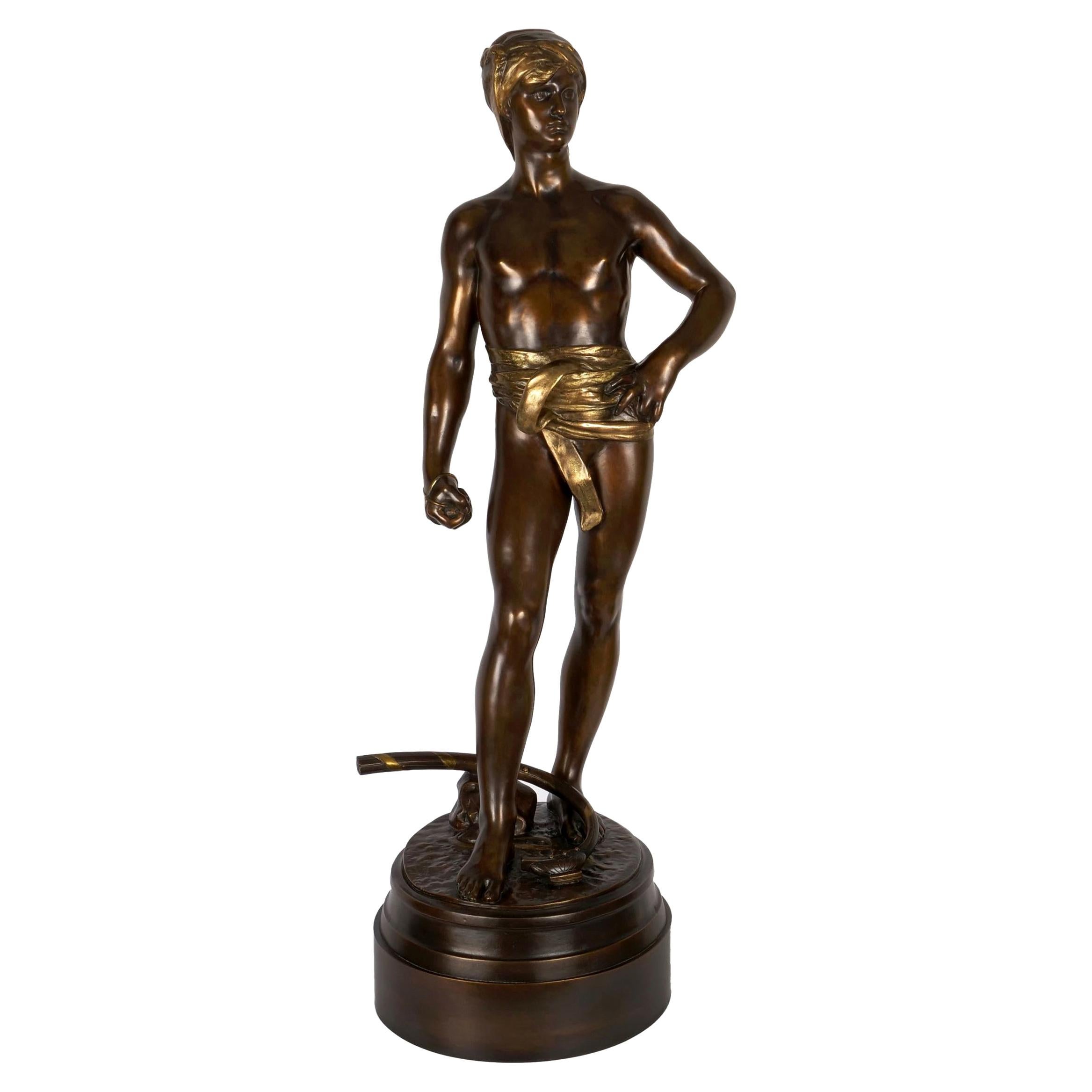 Bronze Sculpture "David avant le Combat” by Antonin Mercie & Barbedienne