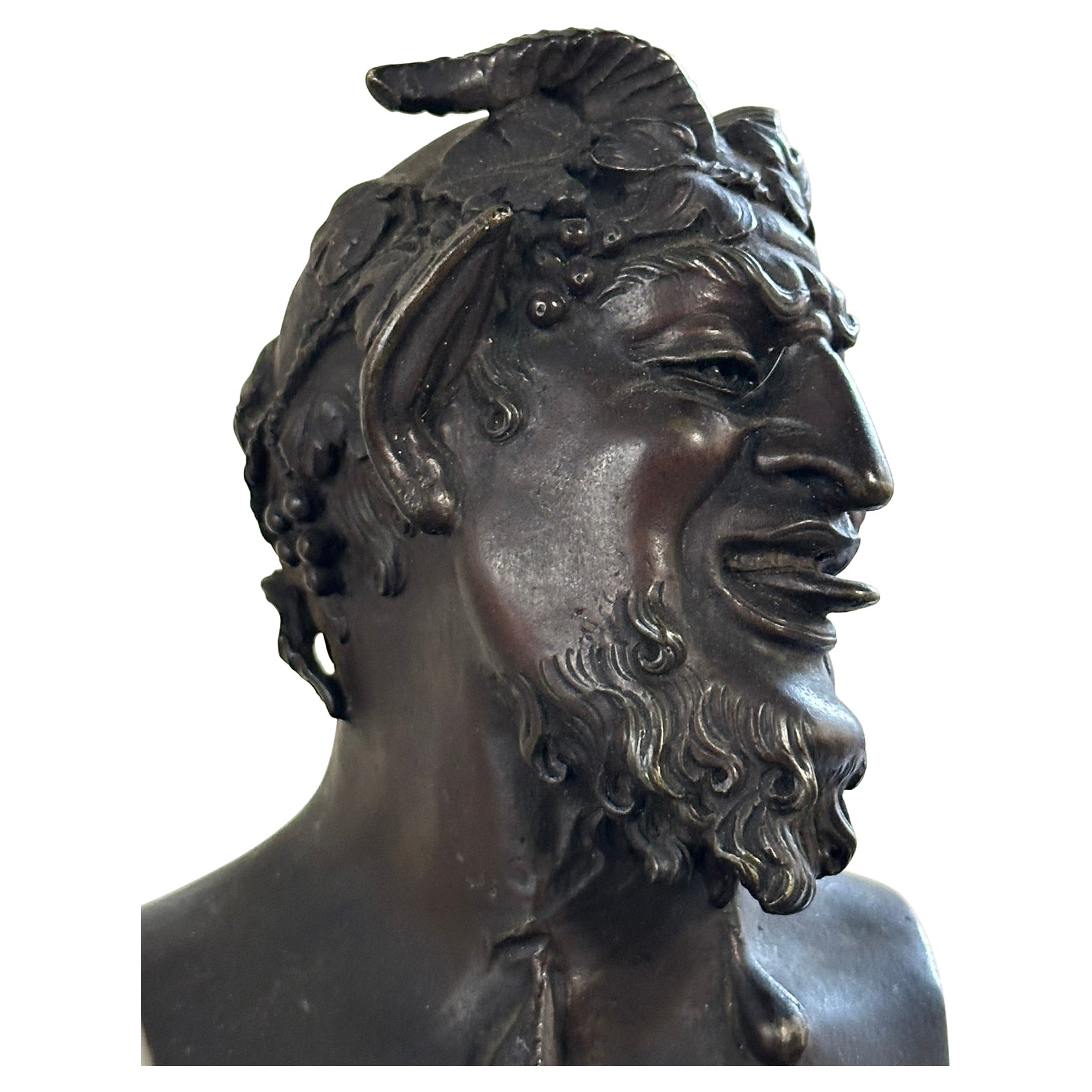 Bronze sculpture depicting a bust of a satyr dating back to the 19th century ca.