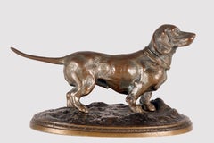 Bronze sculpture depicting a dachshund, signed Anton Puchegger, Austria 1890.