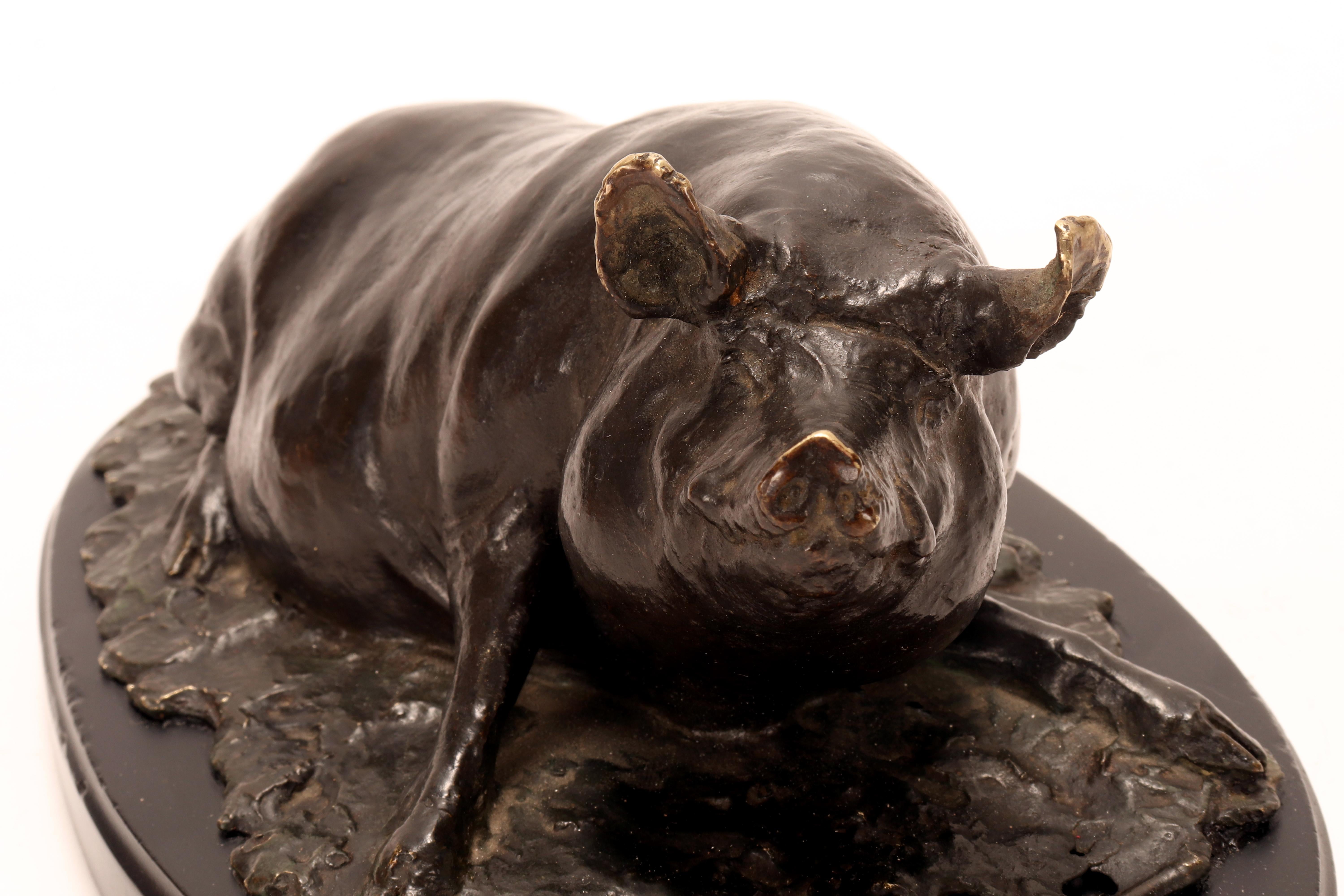 Bronze sculpture depicting a pig or sow, signed I. Bonheur, France 1870. in vendita 4