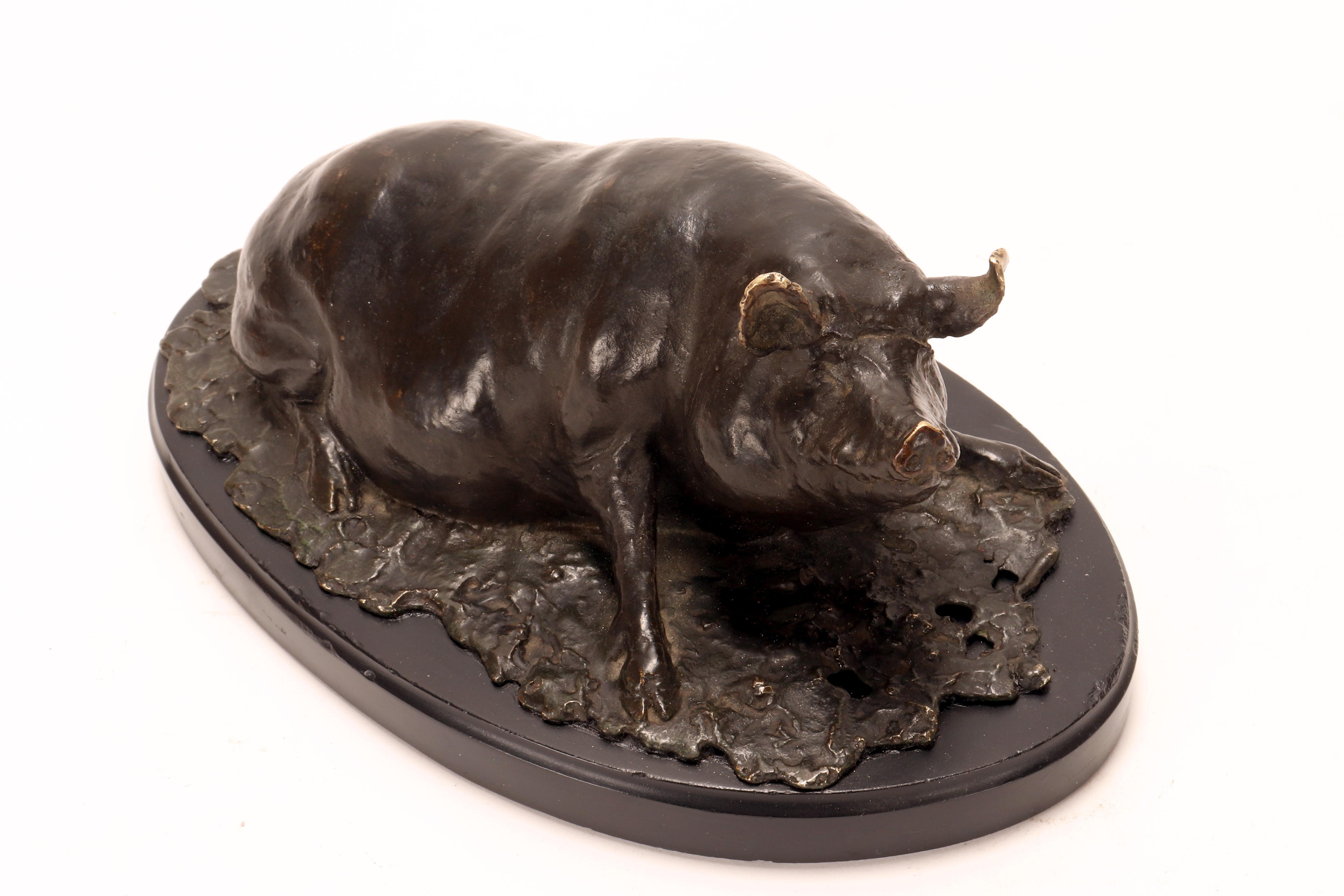 Bronze sculpture depicting a pig or sow, signed I. Bonheur, France 1870. in vendita 5