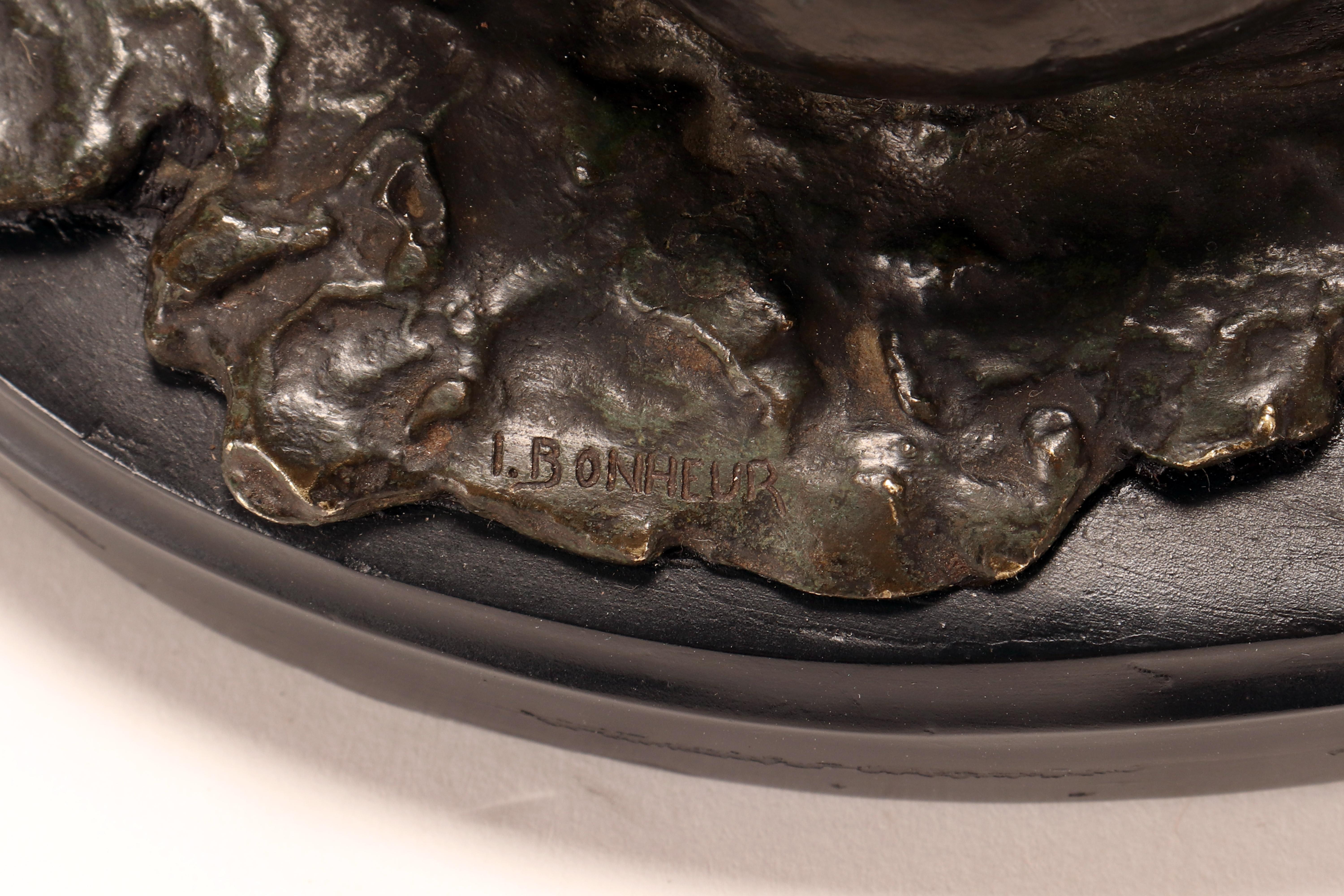 Bronze sculpture depicting a pig or sow, signed I. Bonheur, France 1870. in vendita 7