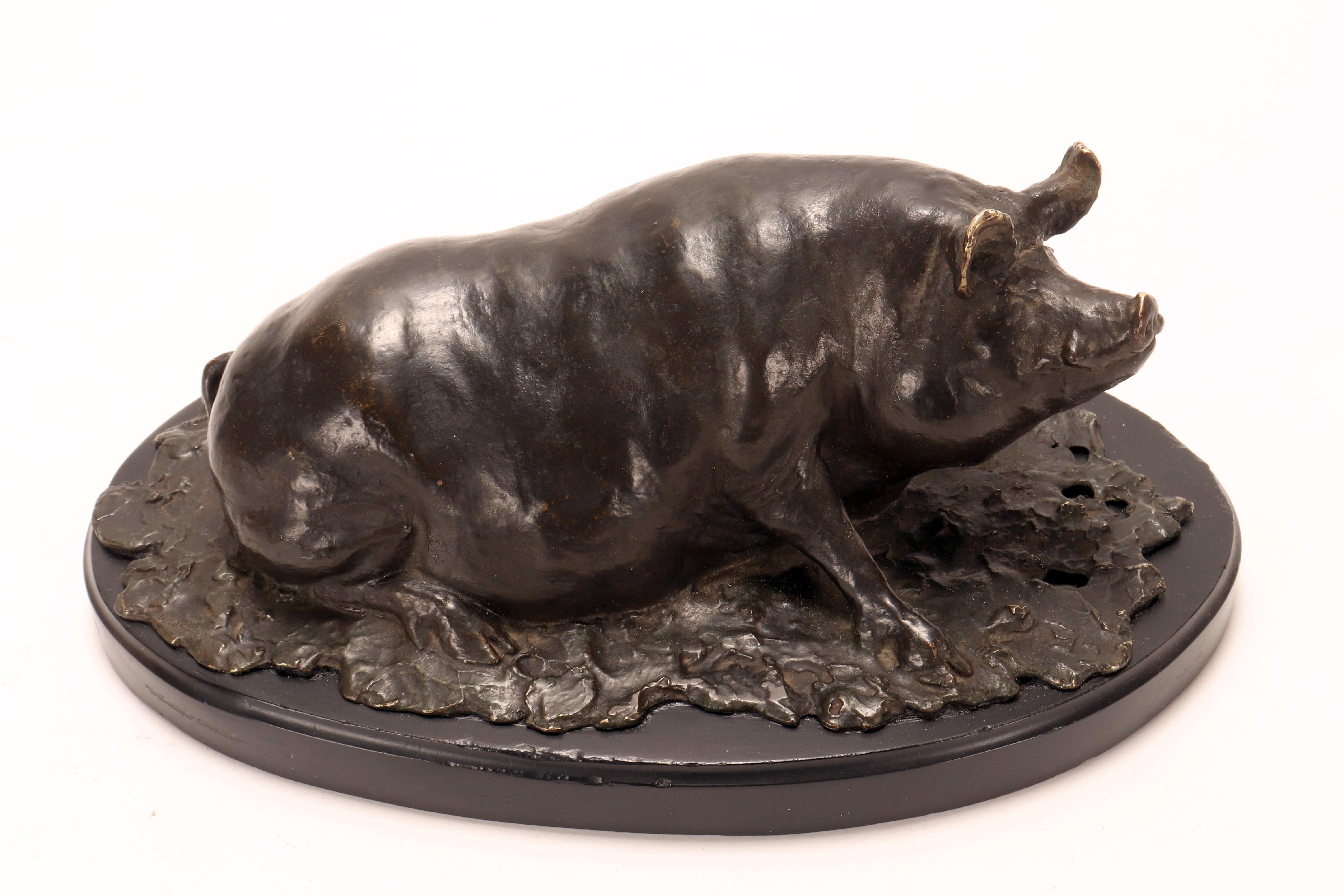 Bronze sculpture depicting a pig or sow, signed I. Bonheur, France 1870. in vendita 1