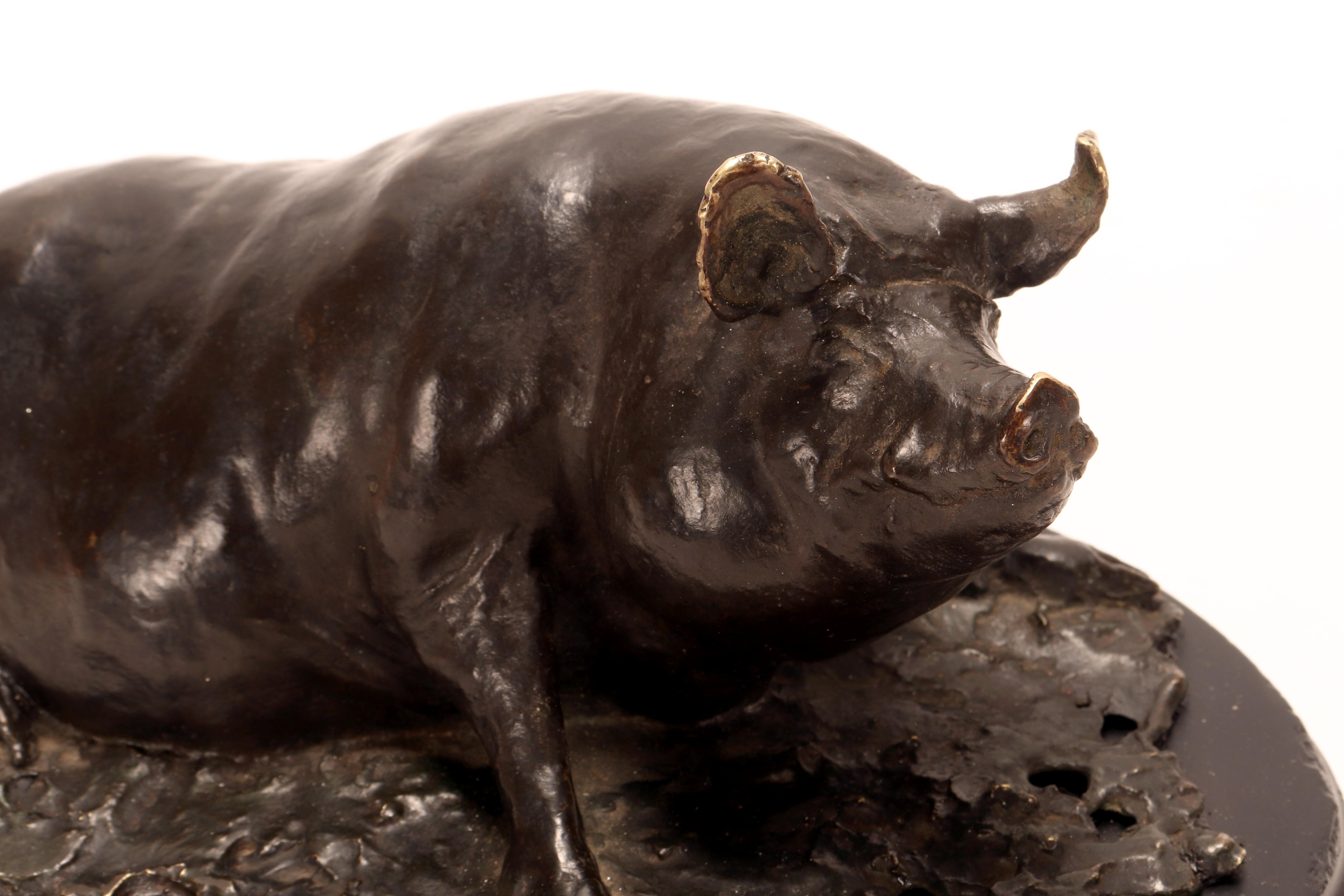 Bronze sculpture depicting a pig or sow, signed I. Bonheur, France 1870. in vendita 2