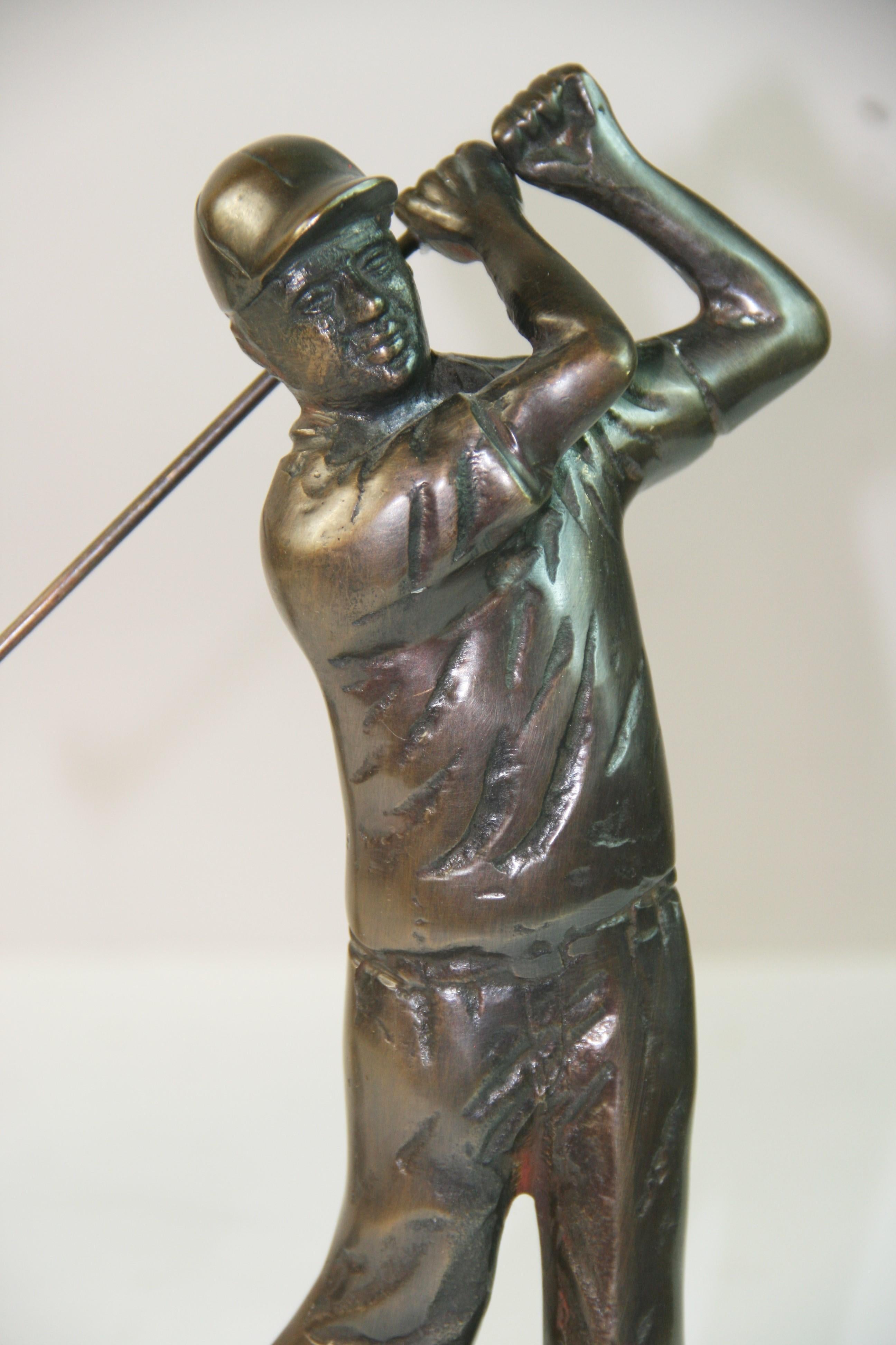 Bronze Sculpture , Depicting Playing Golfer #2 In Good Condition For Sale In Douglas Manor, NY