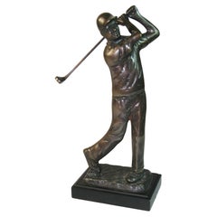 Bronzeskulptur eines Golfers, Darstellung eines spielenden Golfers #2