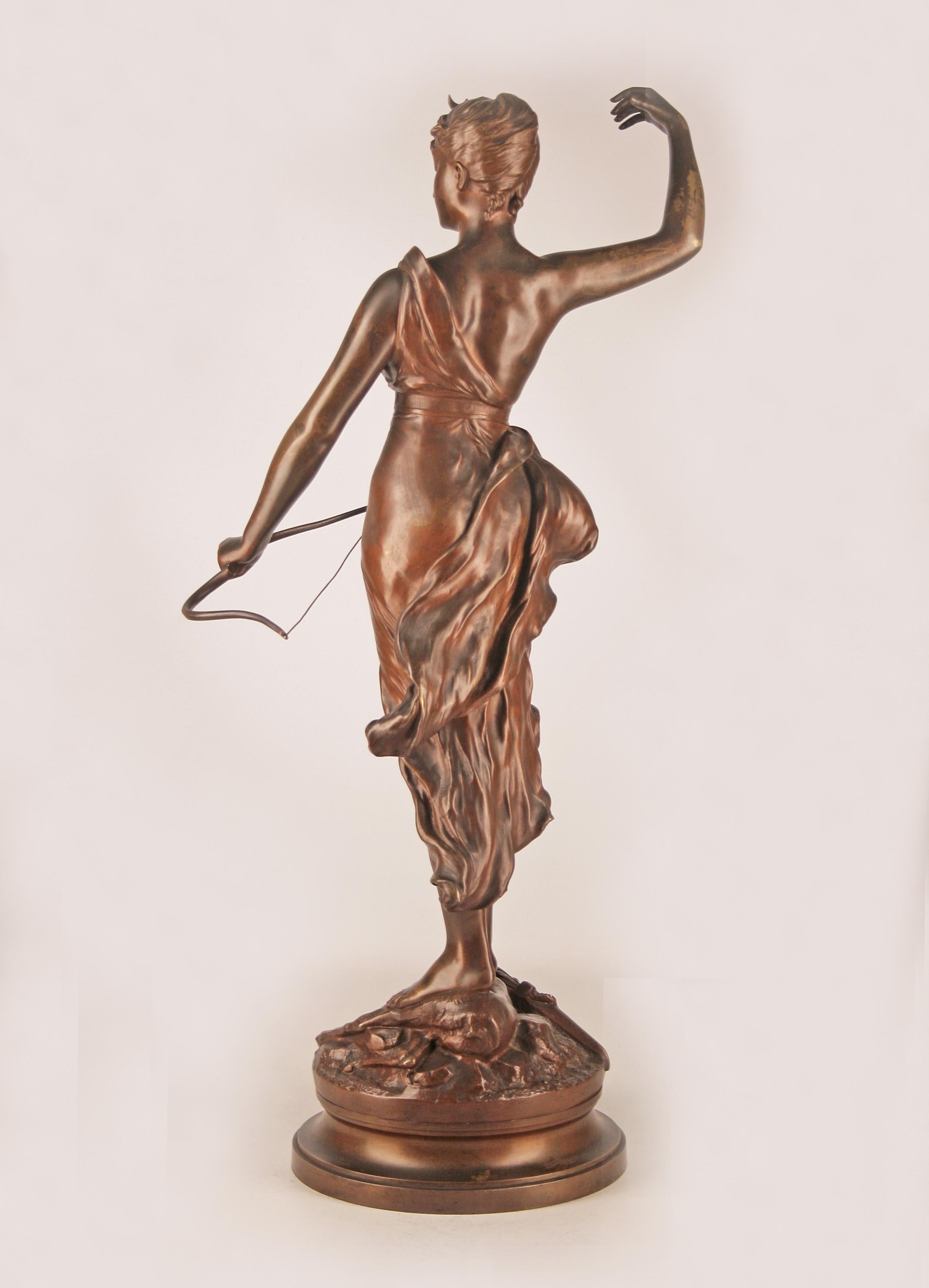Art Nouveau Bronze sculpture Diana the huntress