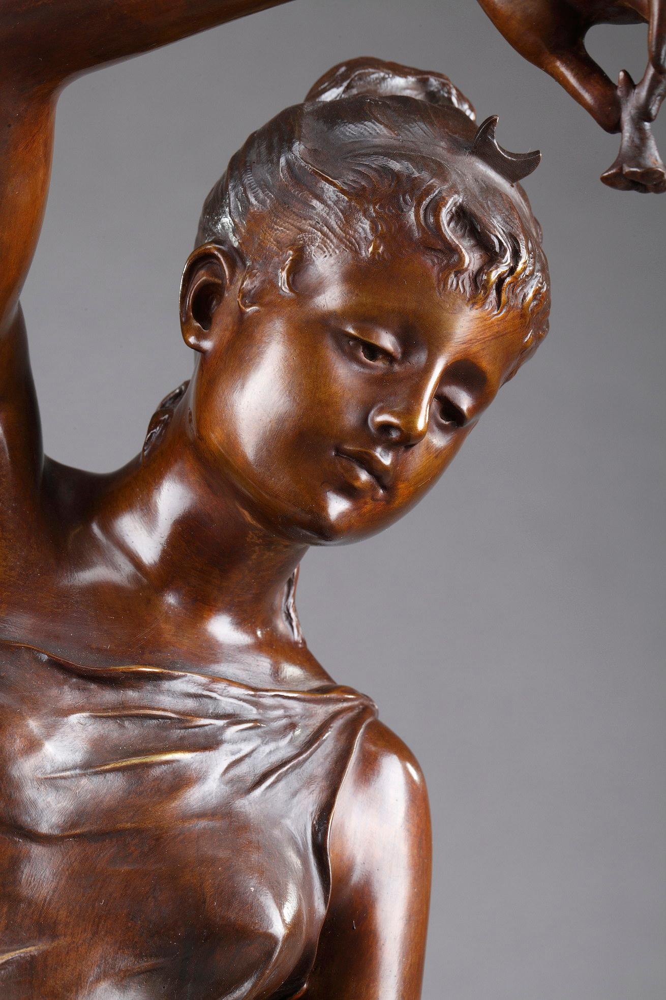 Bronzeskulptur, „Diana's Nymphe“ nach Lucie Signoret-Ledieu im Angebot 5