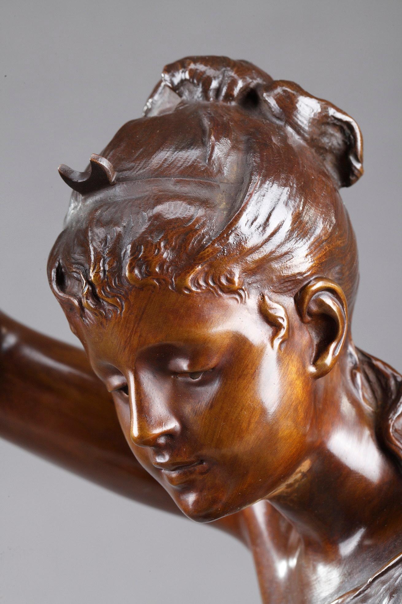 Bronzeskulptur, „Diana's Nymphe“ nach Lucie Signoret-Ledieu im Angebot 7