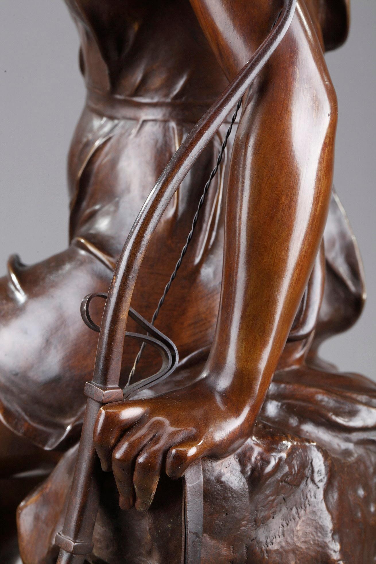 Bronzeskulptur, „Diana's Nymphe“ nach Lucie Signoret-Ledieu im Angebot 8