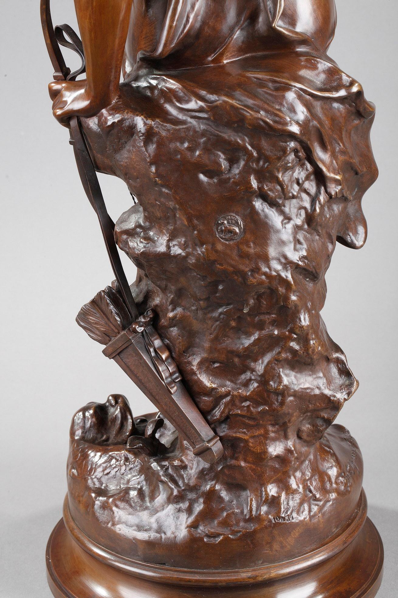 Bronzeskulptur, „Diana's Nymphe“ nach Lucie Signoret-Ledieu im Angebot 11