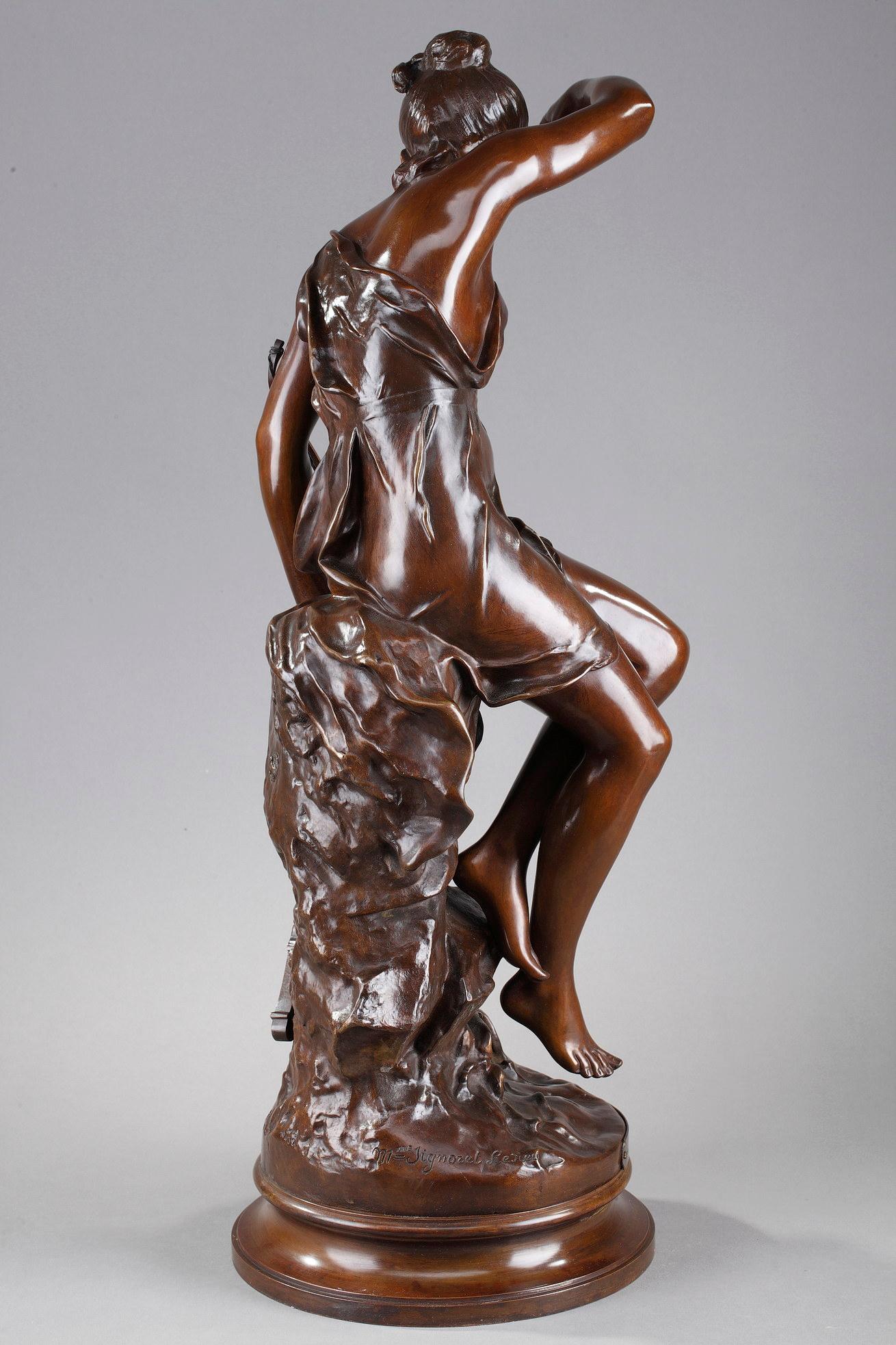 Bronzeskulptur, „Diana's Nymphe“ nach Lucie Signoret-Ledieu im Zustand „Gut“ im Angebot in Paris, FR