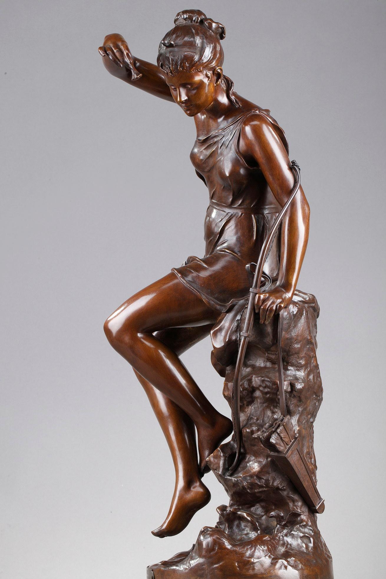 Bronzeskulptur, „Diana's Nymphe“ nach Lucie Signoret-Ledieu im Angebot 1