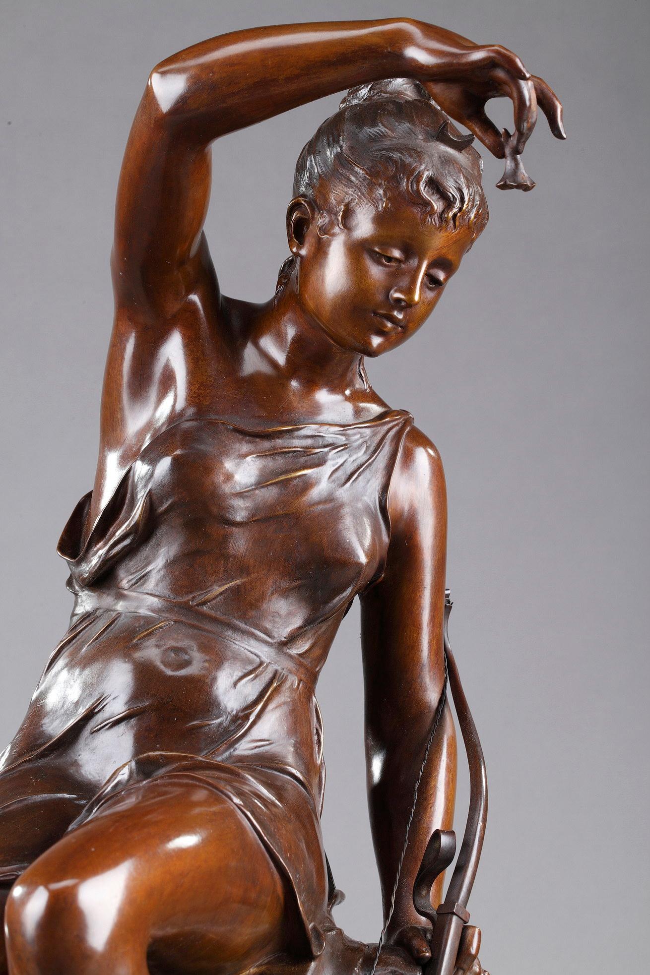 Bronzeskulptur, „Diana's Nymphe“ nach Lucie Signoret-Ledieu im Angebot 3
