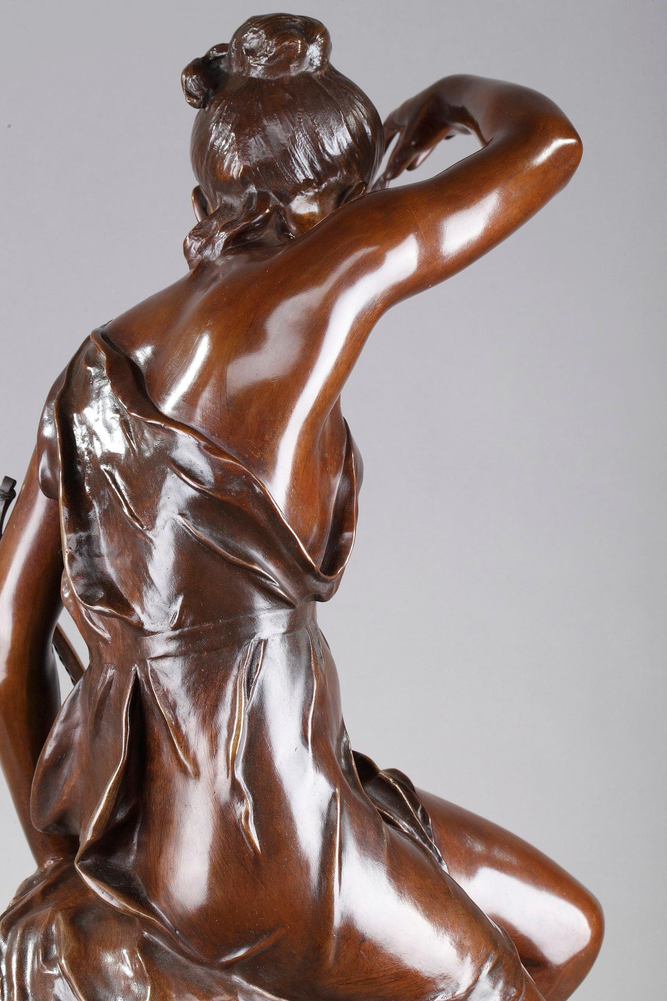 Bronzeskulptur, „Diana's Nymphe“ nach Lucie Signoret-Ledieu im Angebot 4