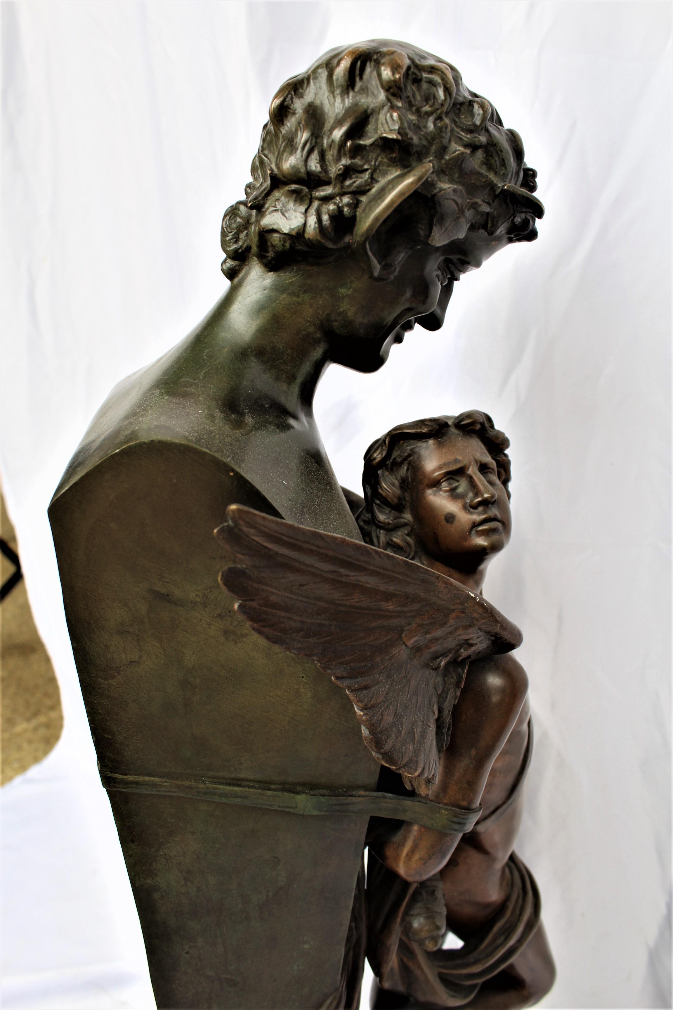 Sculpture double figure ancienne signée F Sanzel   Large en vente 7