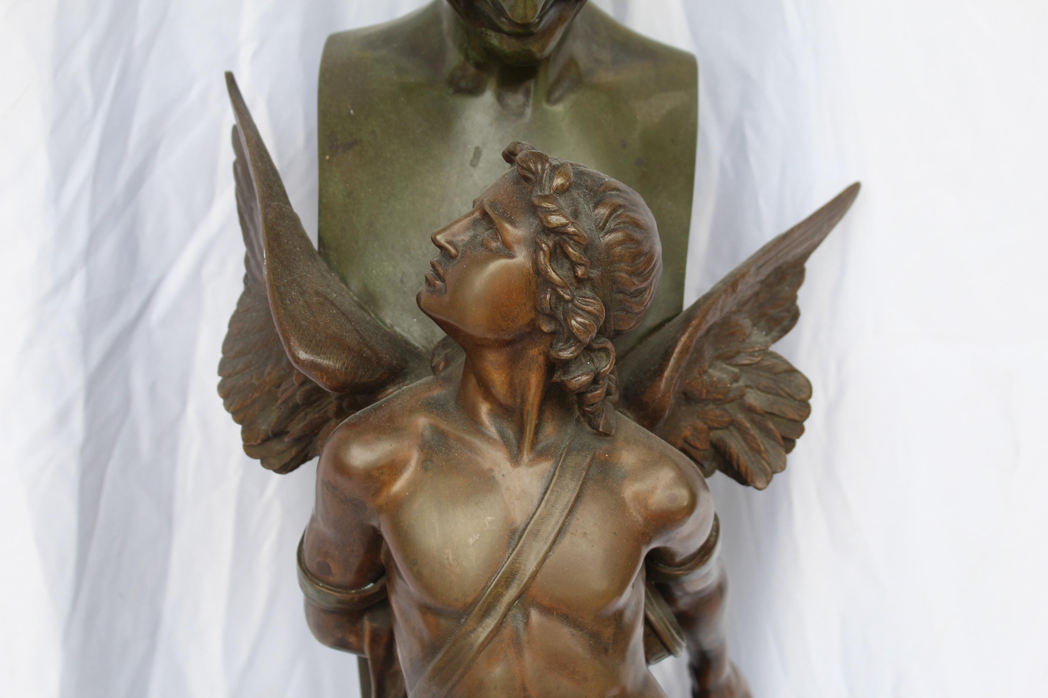 Art Nouveau Bronze Sculpture, Double Figure, Antique, Signed F Sanzel   Large For Sale