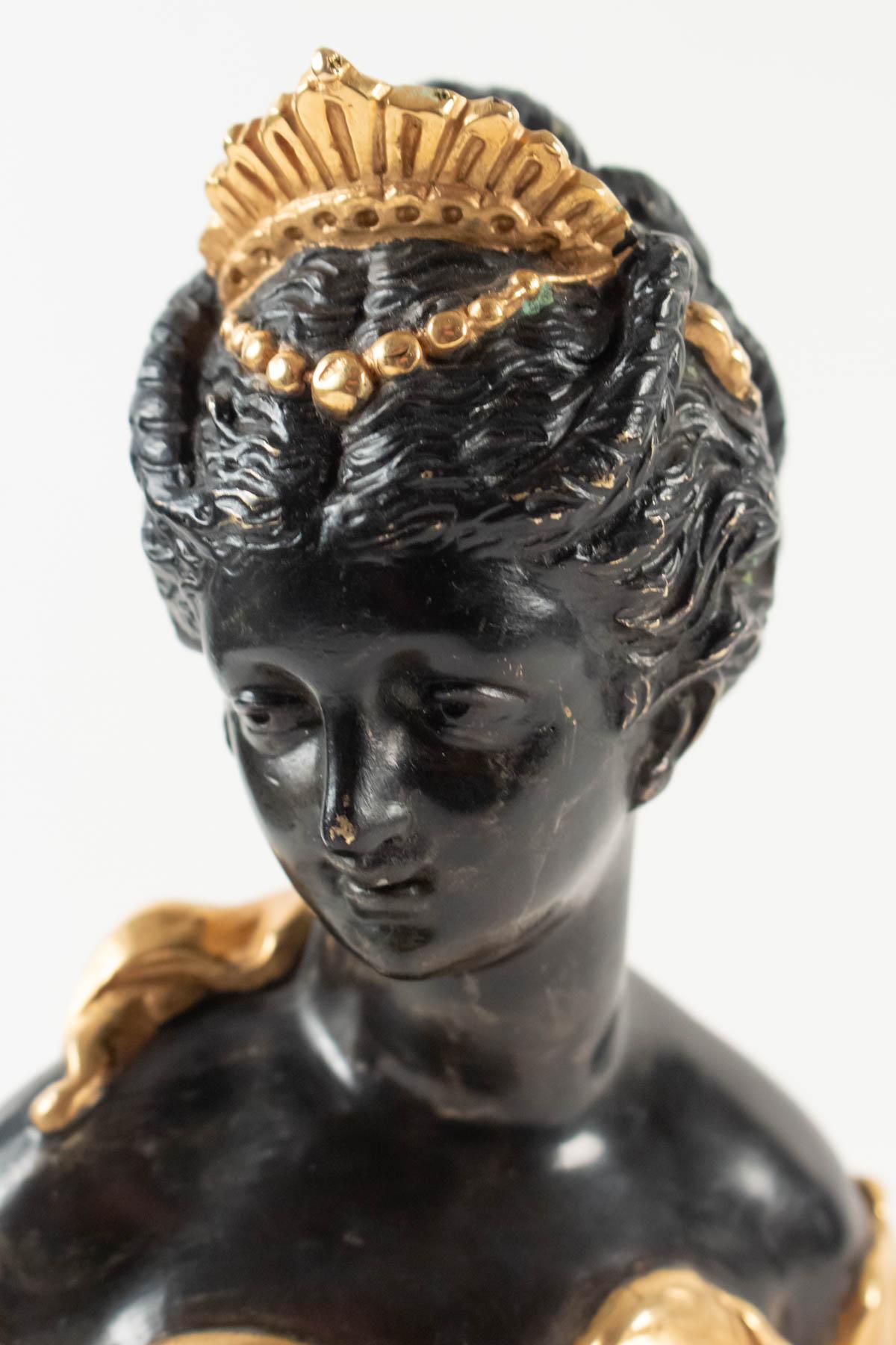Bronze Sculpture Double Patinas, Brown and Golden from the 19th Century In Good Condition In Saint-Ouen, FR