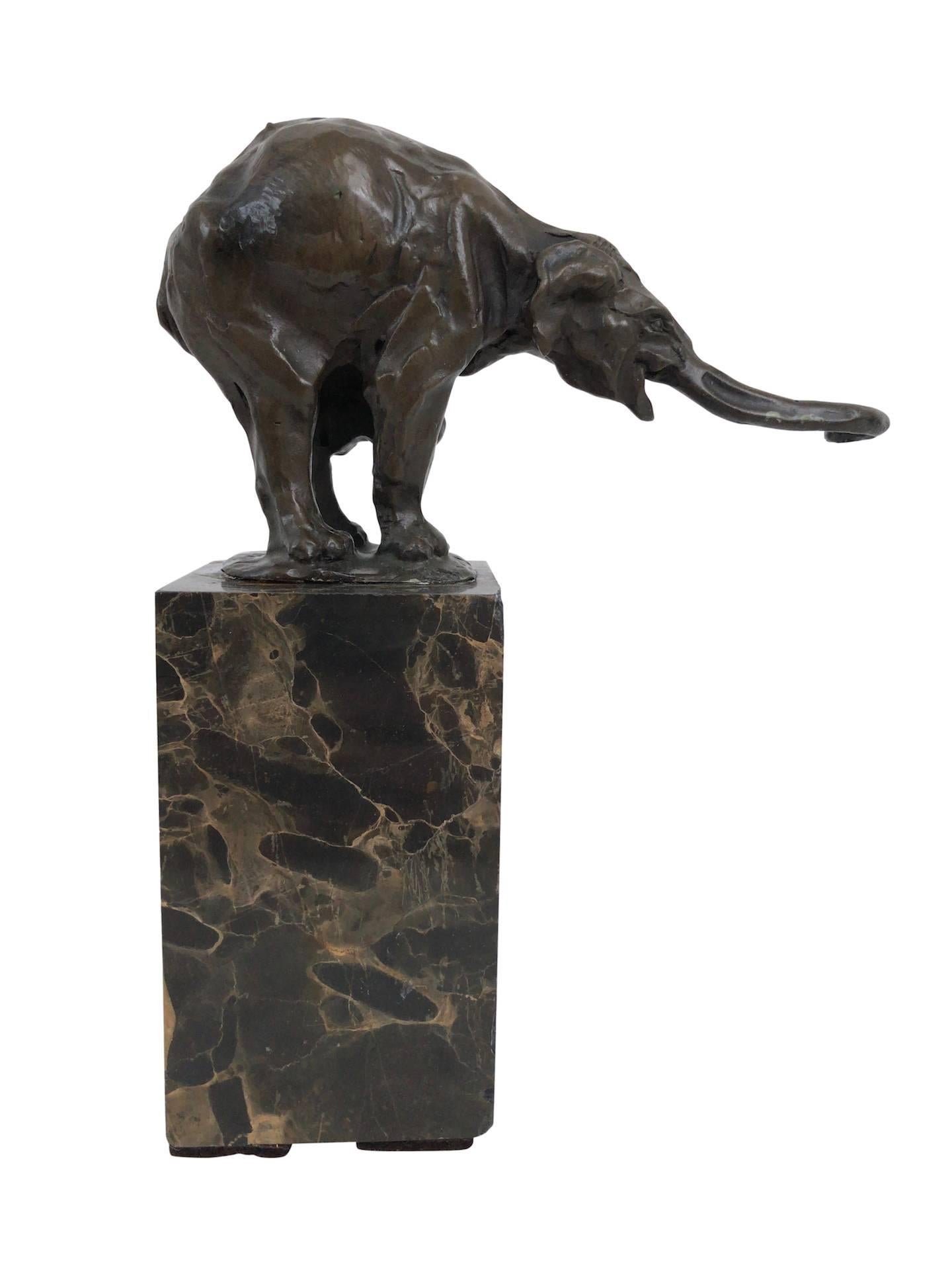 French Bronze Sculpture Elephant by Carvin, Art Deco, France, 1930s