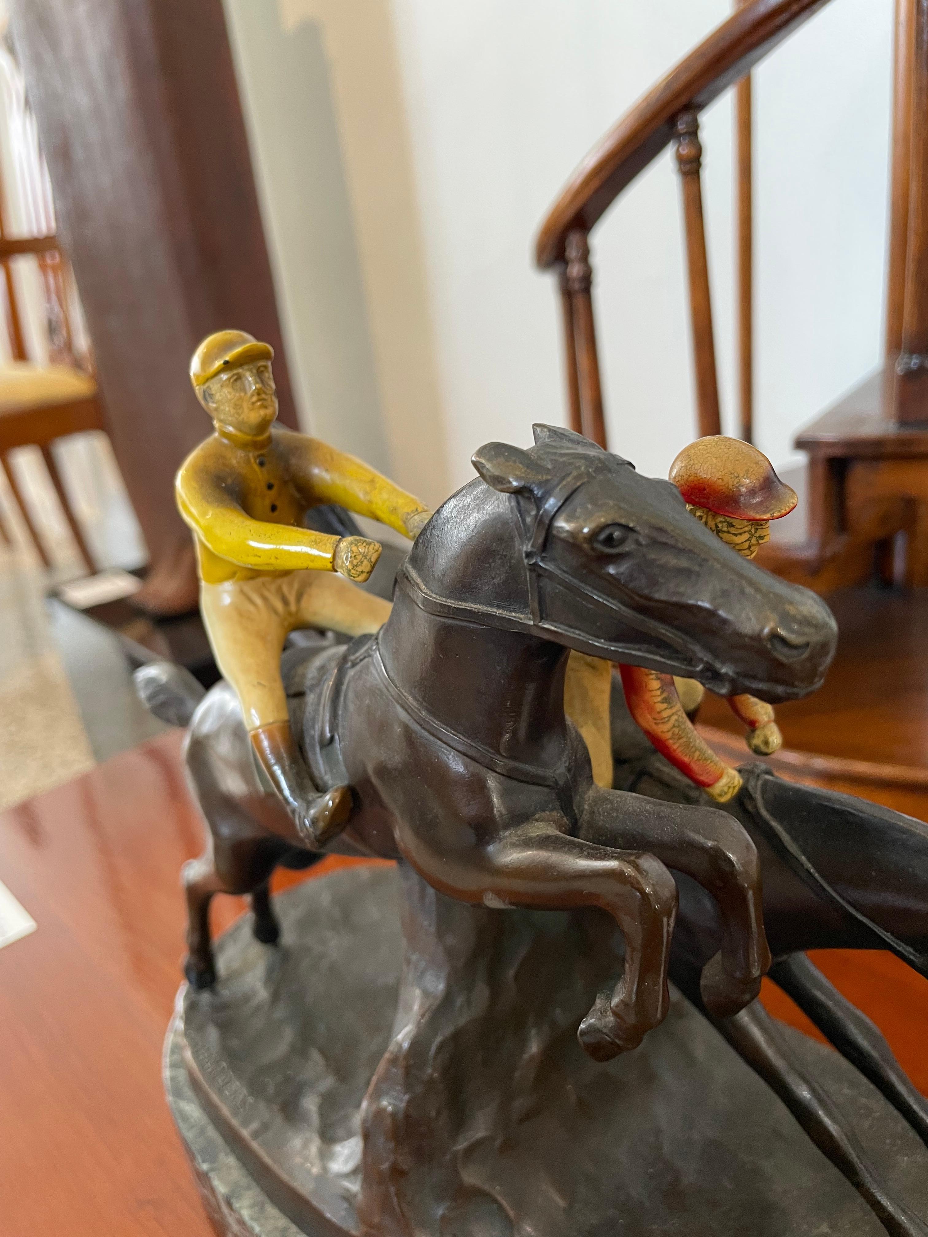 Edwardian Bronze Sculpture, English Steeple Chase For Sale