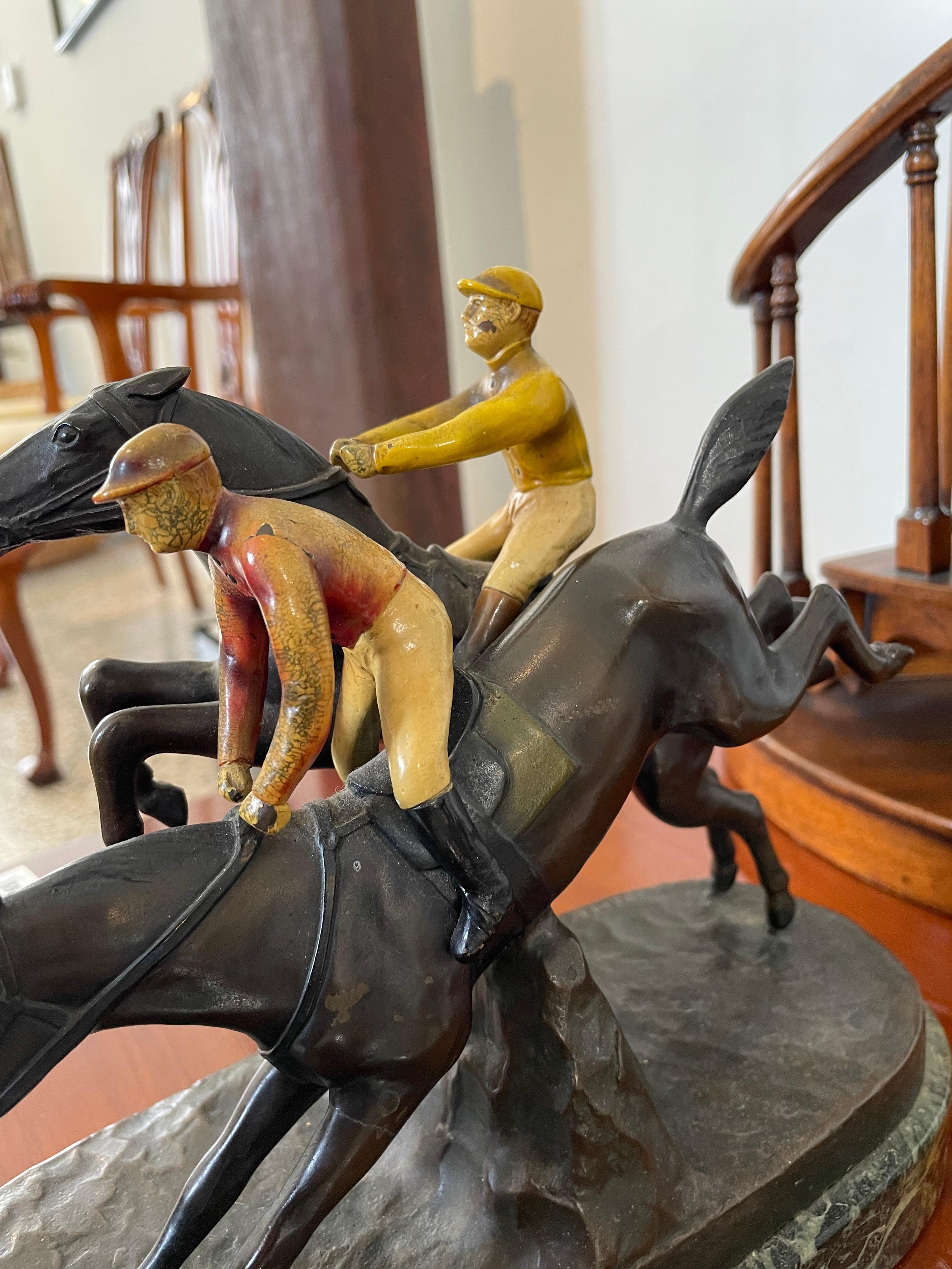 German Bronze Sculpture, English Steeple Chase For Sale