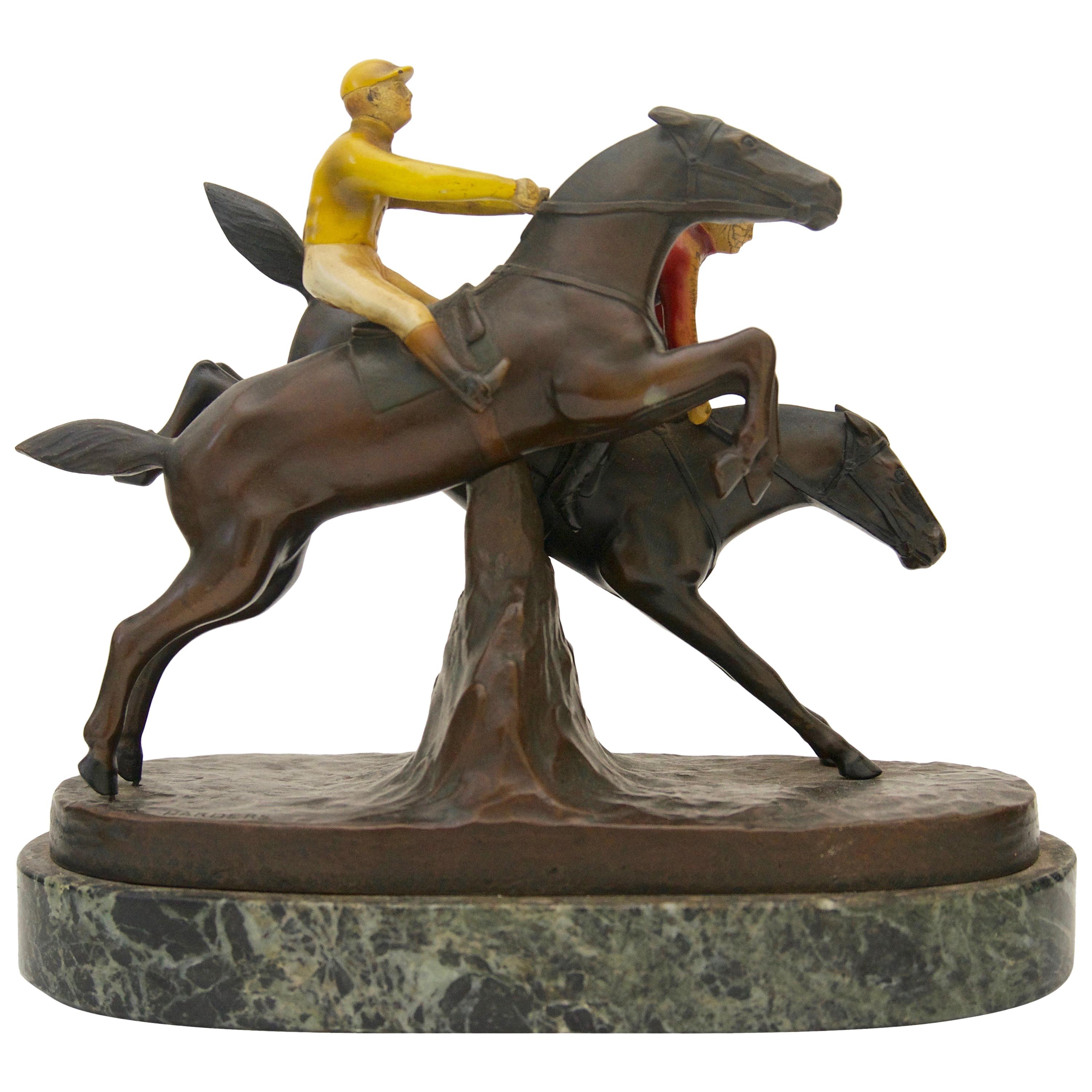 Bronze Sculpture, English Steeple Chase For Sale