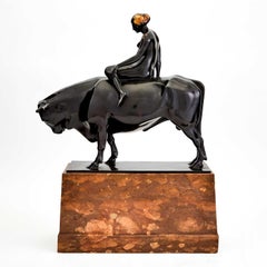 Sculpture en bronze « Europe et le taureau » de Georg Wrba