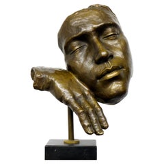Bronzeskulptur - Gesichtskunst Maske - Ein Schlaf - Inspiriert von Salvador Dalí