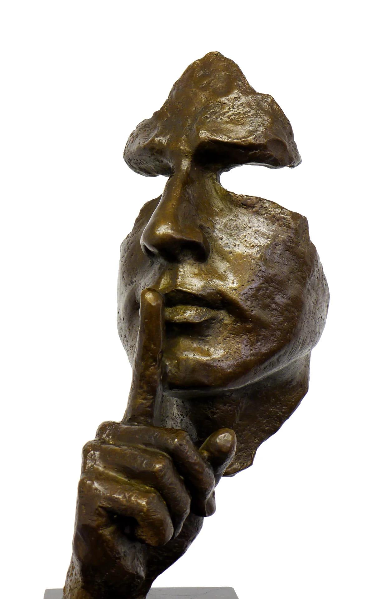 Francese Scultura in bronzo - Maschera d'arte facciale - Il silenzio - Ispirata a Salvador Dalí in vendita