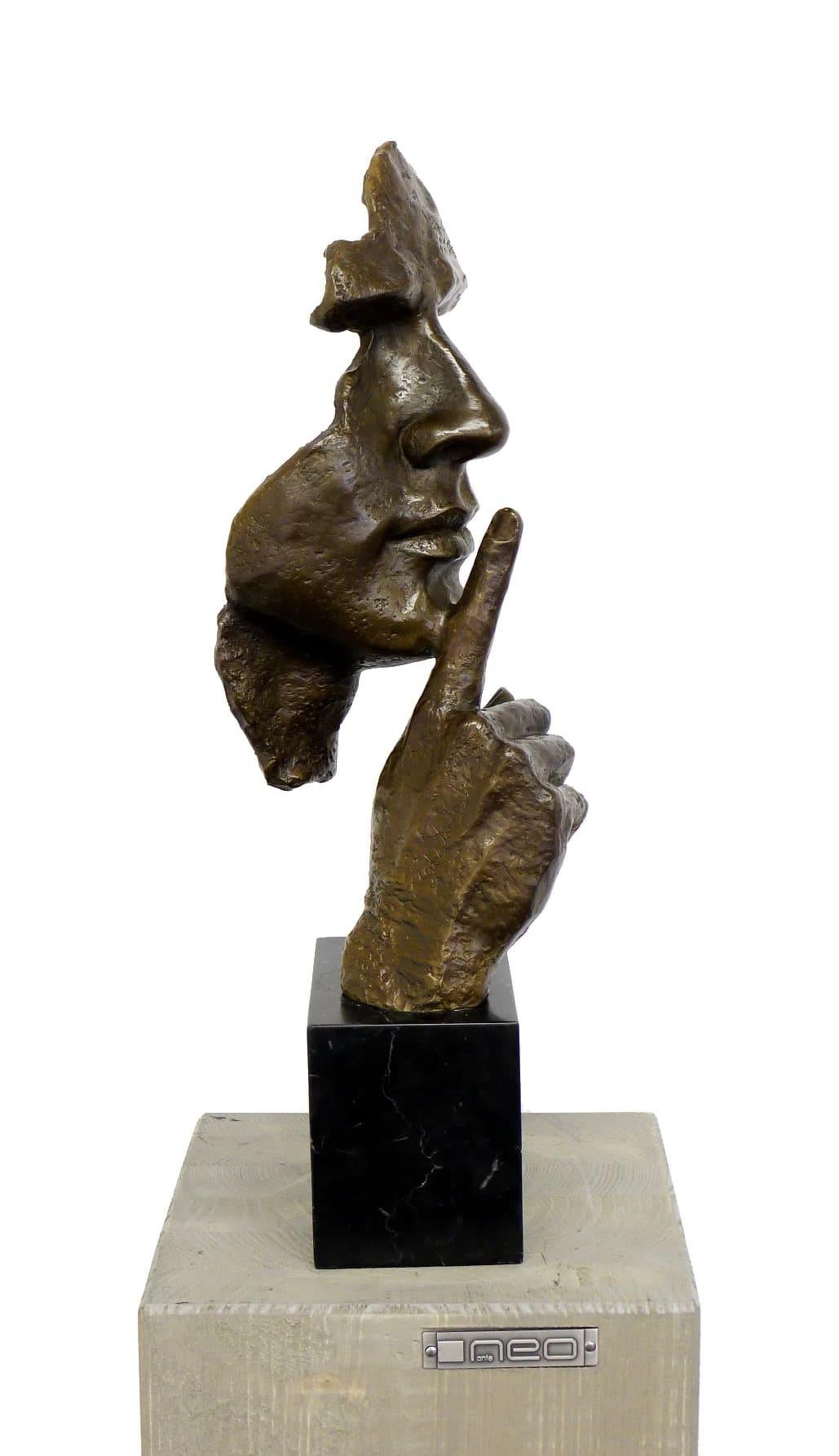 XX secolo Scultura in bronzo - Maschera d'arte facciale - Il silenzio - Ispirata a Salvador Dalí in vendita