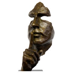 Sculpture en bronze - Masque d'art facial - Le silence - Inspiré par Salvador Dalí