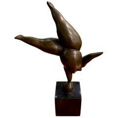 Bronze Sculpture Female Acrobat, Italy, Midcentury
