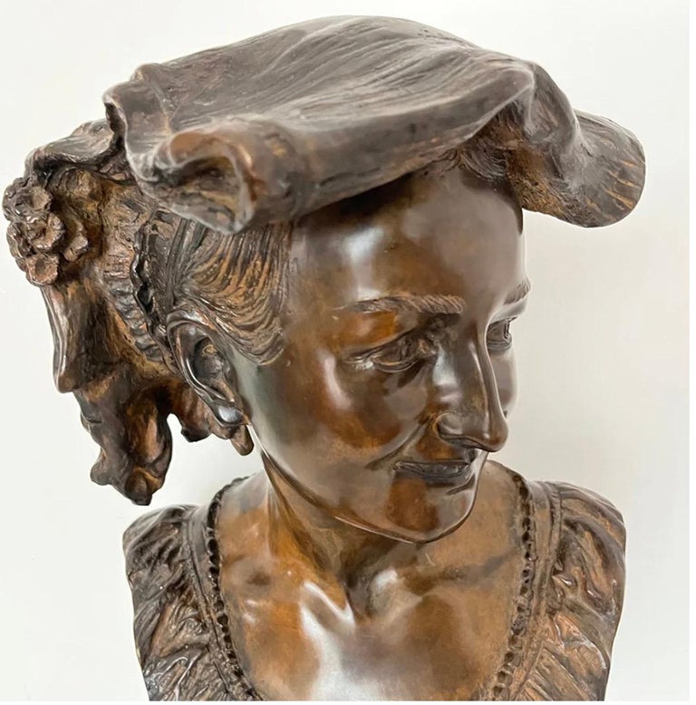 Bronze Sculpture Female Bust by Jean Baptiste Carpeaux, Antiques For