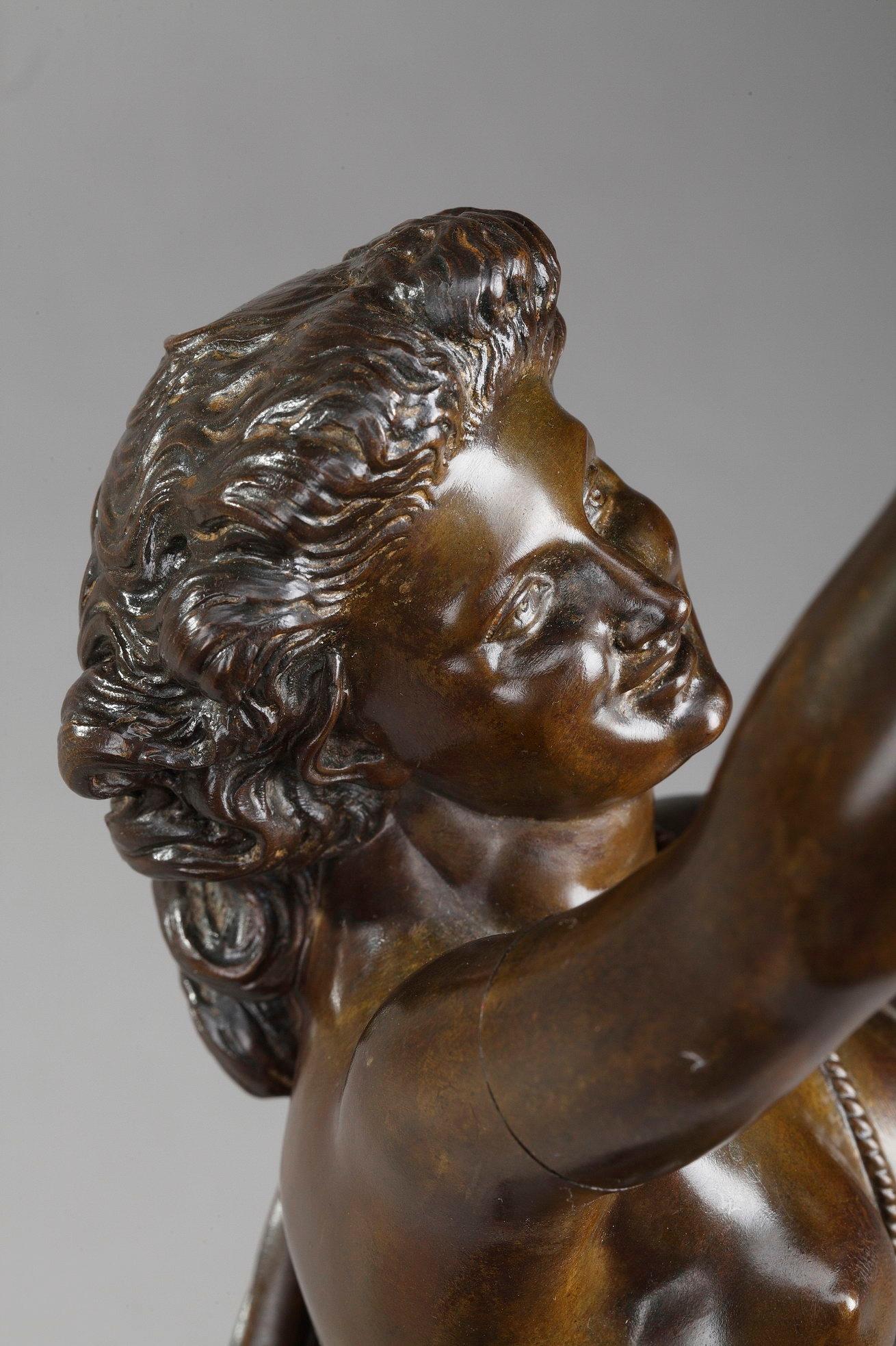 Bronze Sculpture Femme Aux Colombes by Charles-Alphonse Gumery In Good Condition For Sale In Paris, FR