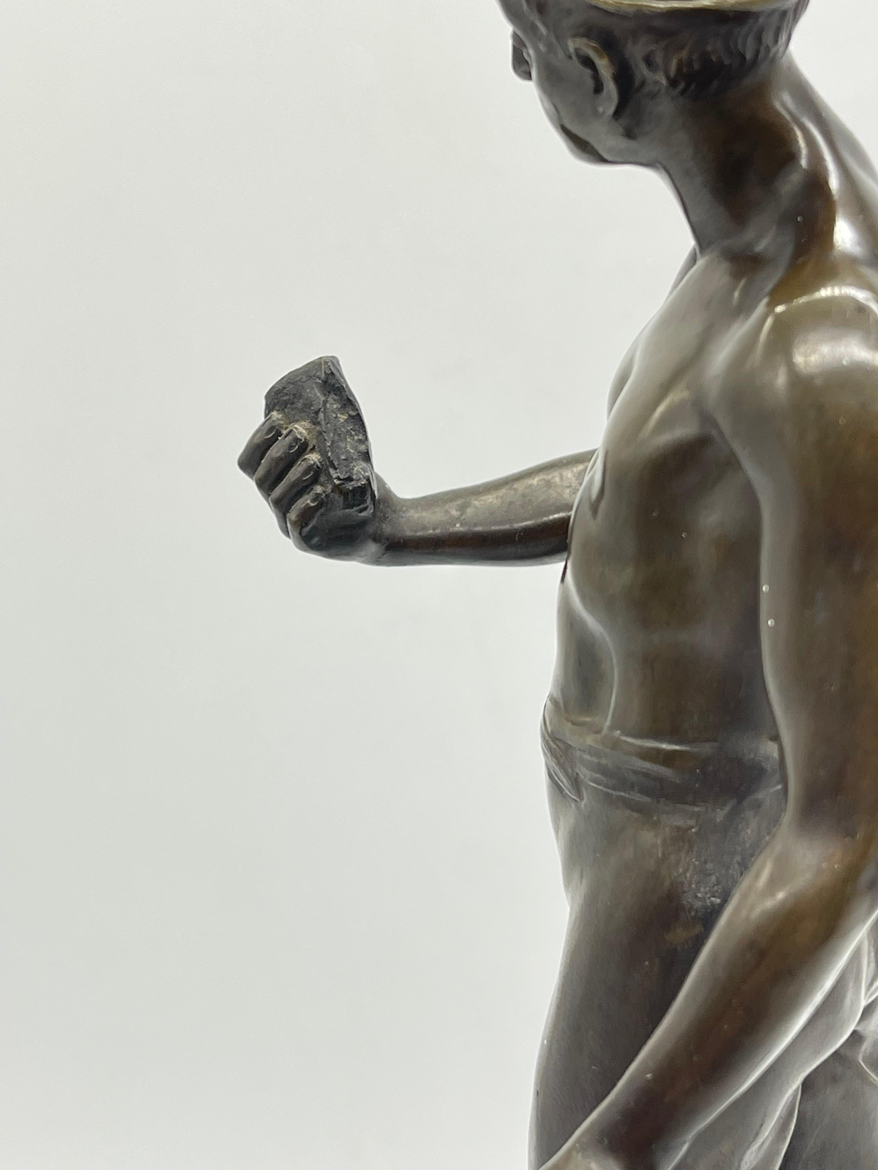 Bronzeskulptur / Figur Miner auf Marmorsockel, wahrscheinlich Deutschland im Angebot 6